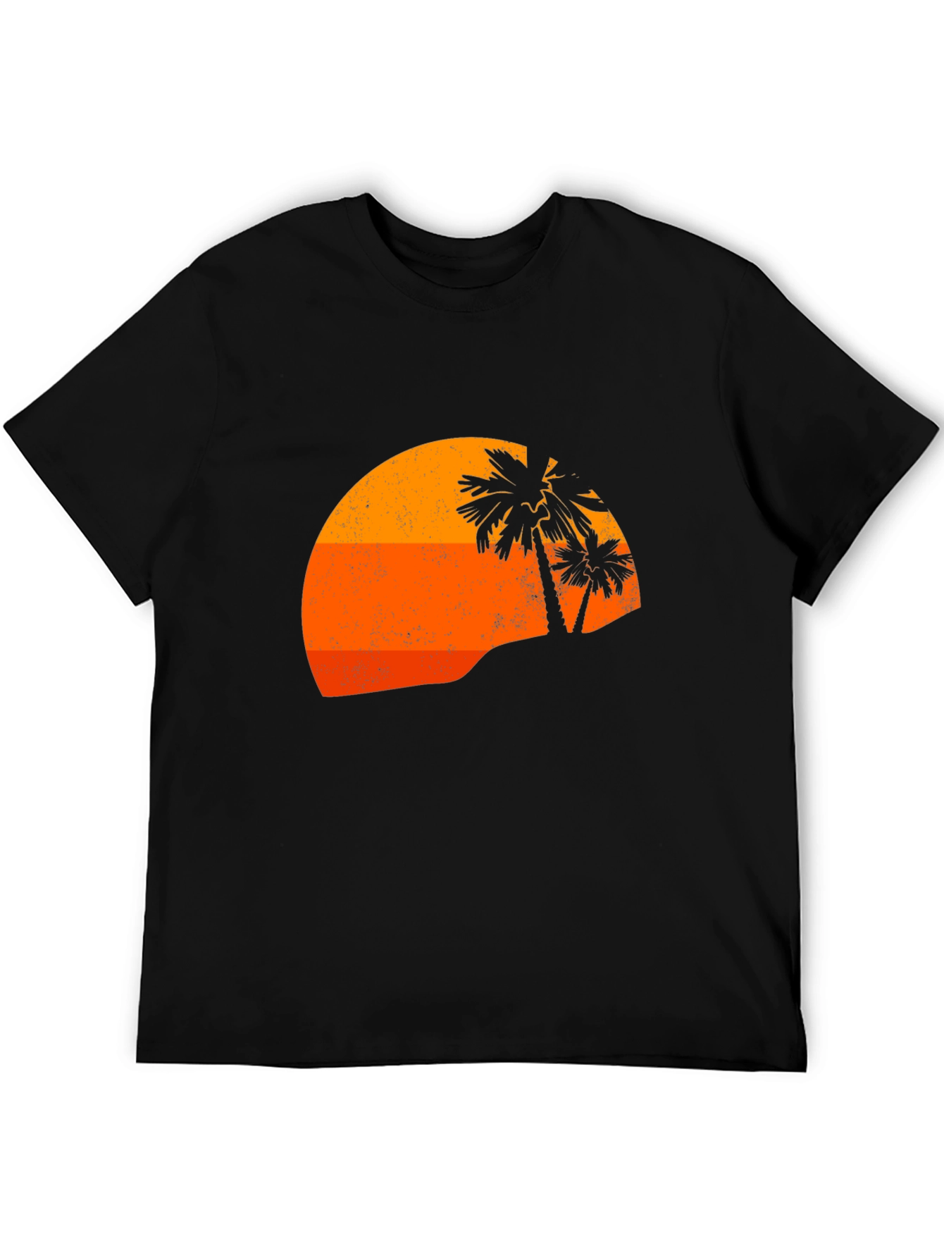 Retro Sunset Palm Tee - Black