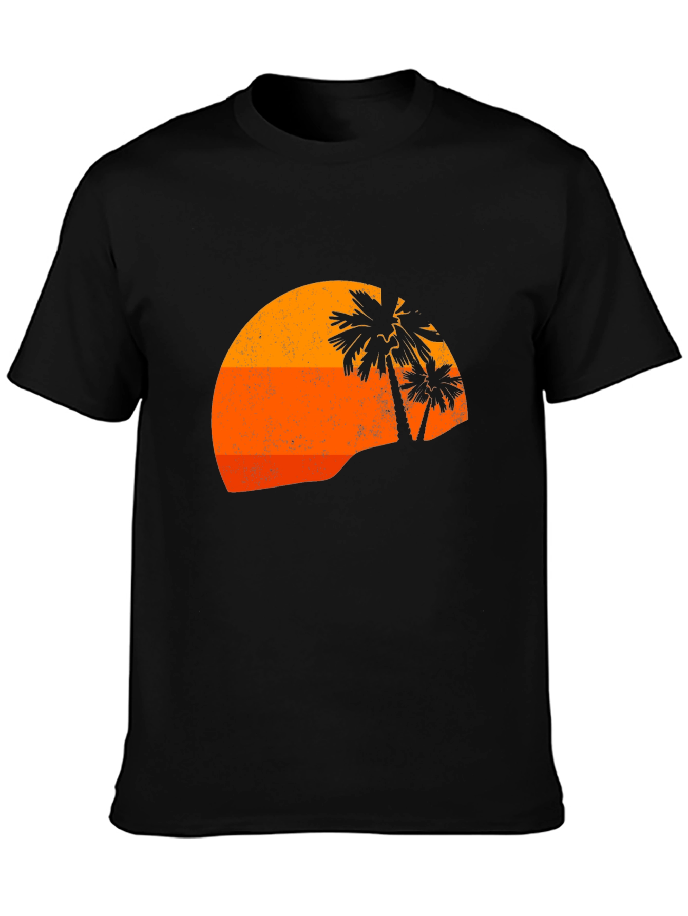 Retro Sunset Palm Tee - Black