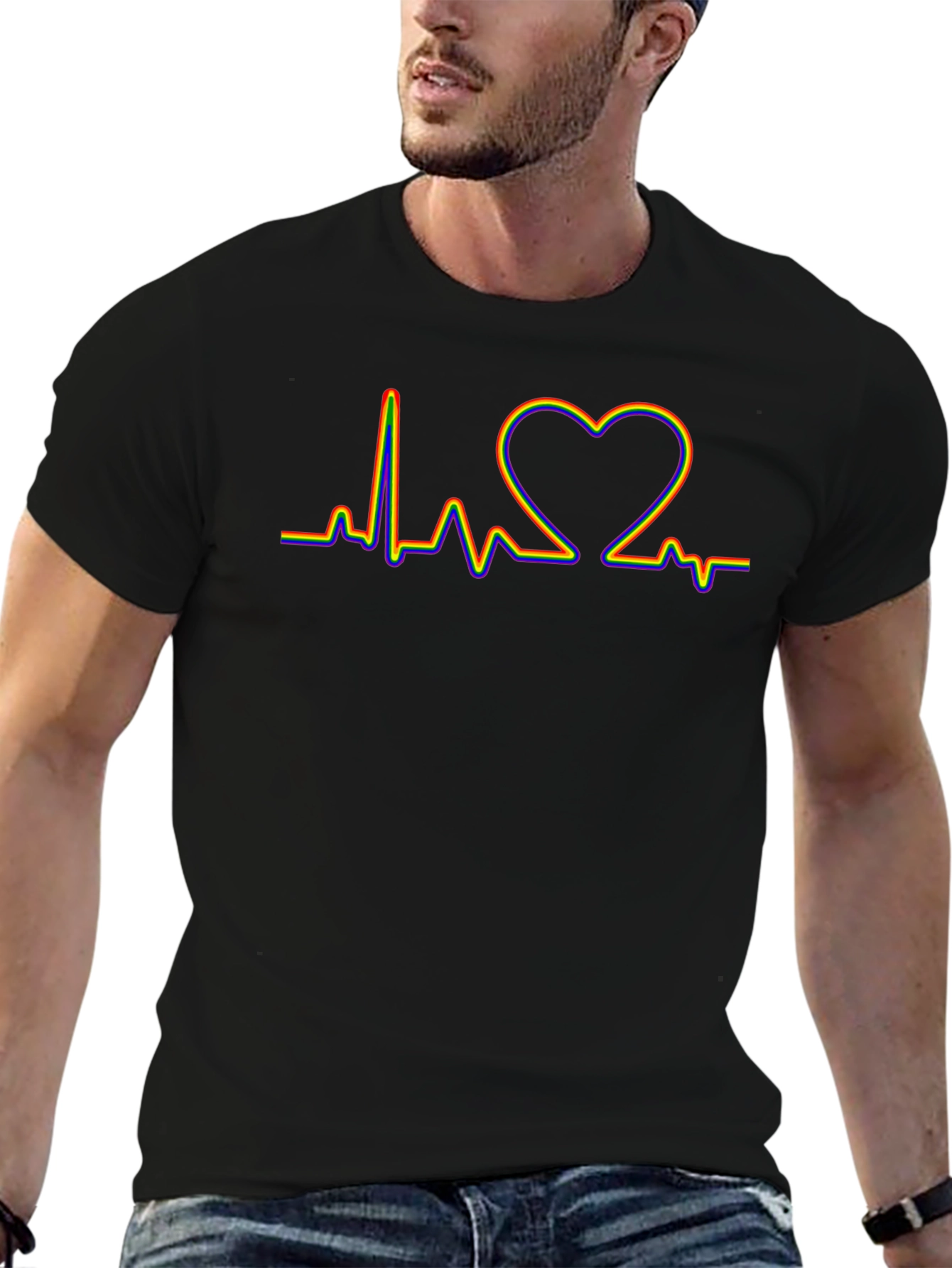 LGBT Heartbeat Pride T-Shirt - Black