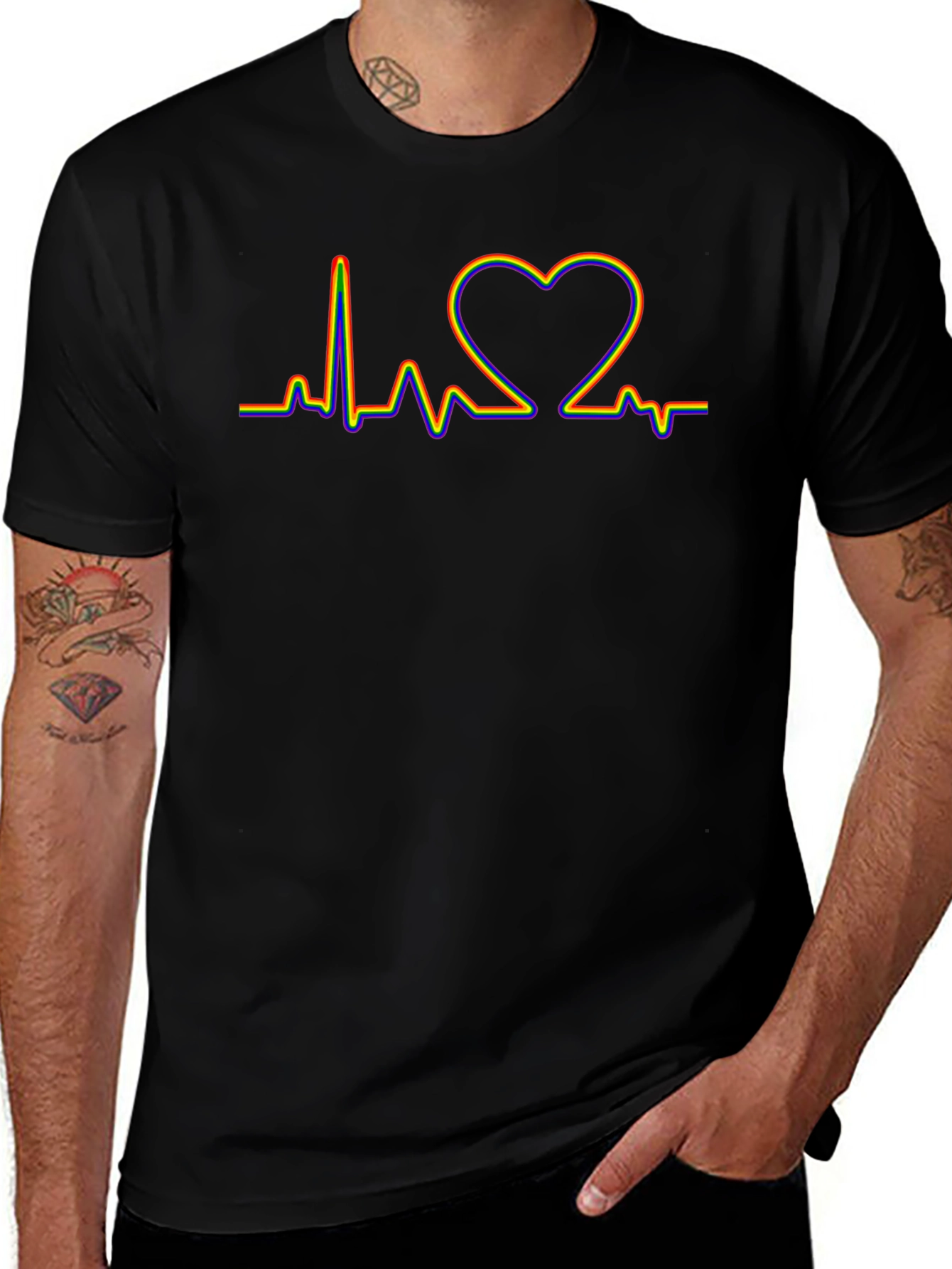 LGBT Heartbeat Pride T-Shirt - Black
