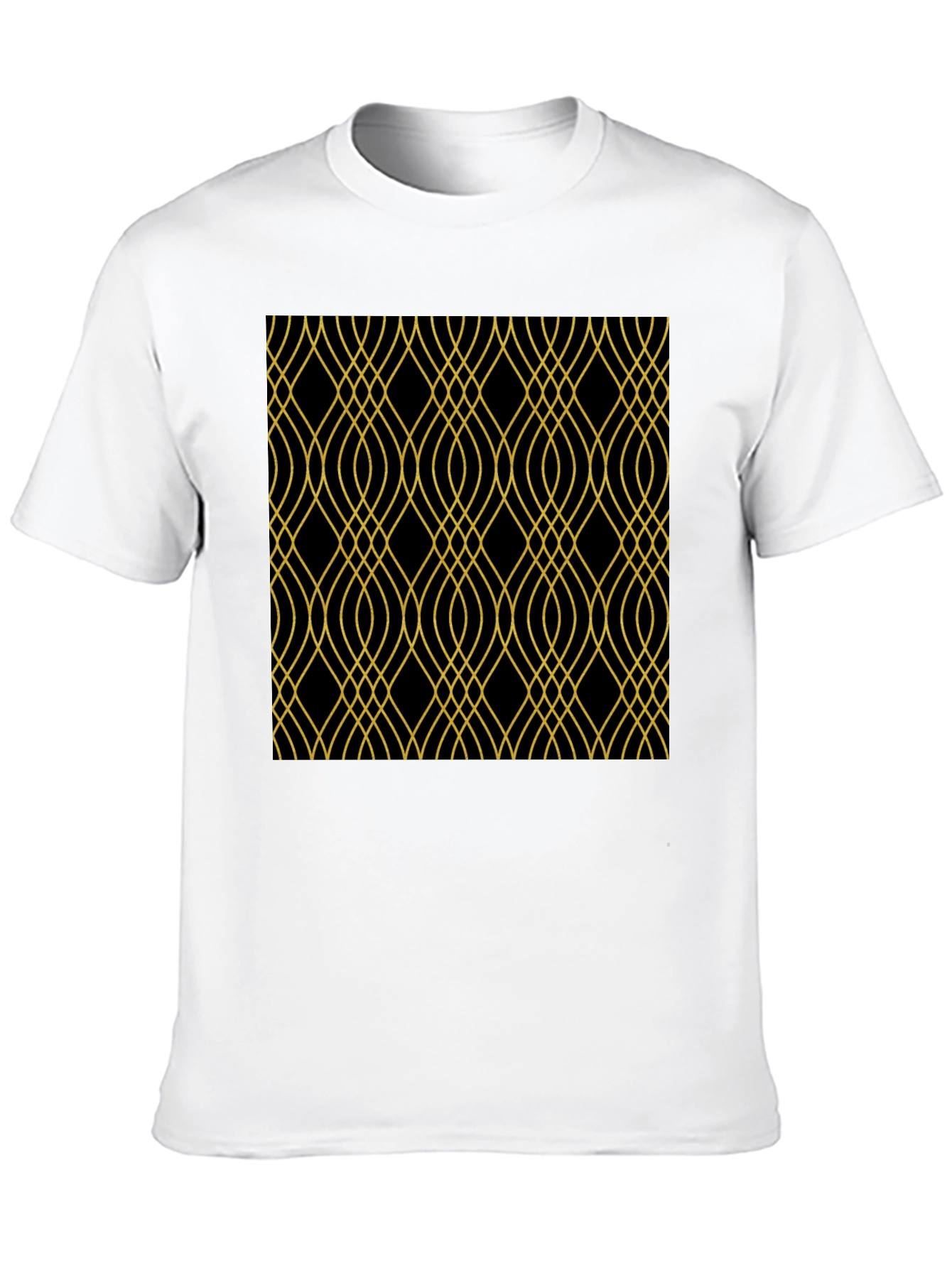 Elegant Black Tee with Gold Geometric Pattern