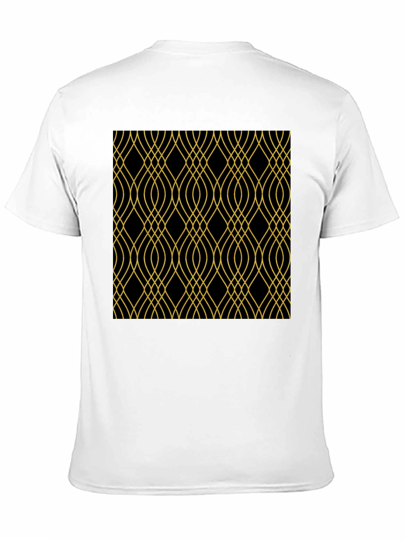 Elegant Black Tee with Gold Geometric Pattern