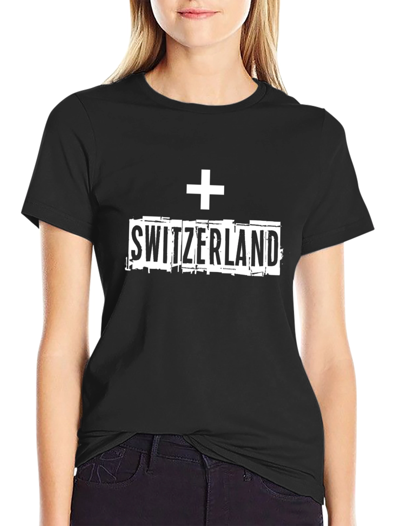 Switzerland Graphic Tee - Black Cotton Casual Shirt