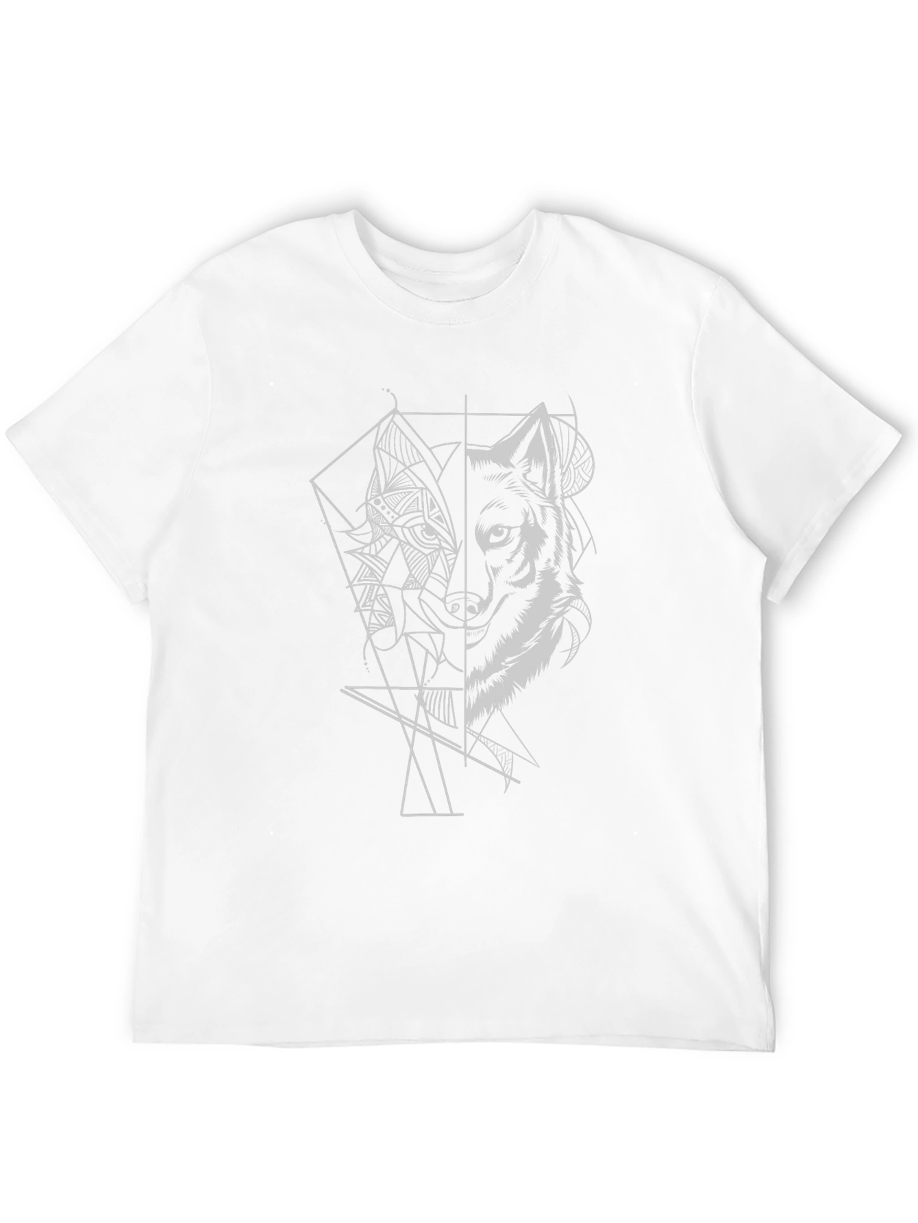 Geometric Wolf Graphic Tee - Stylish Black T-Shirt