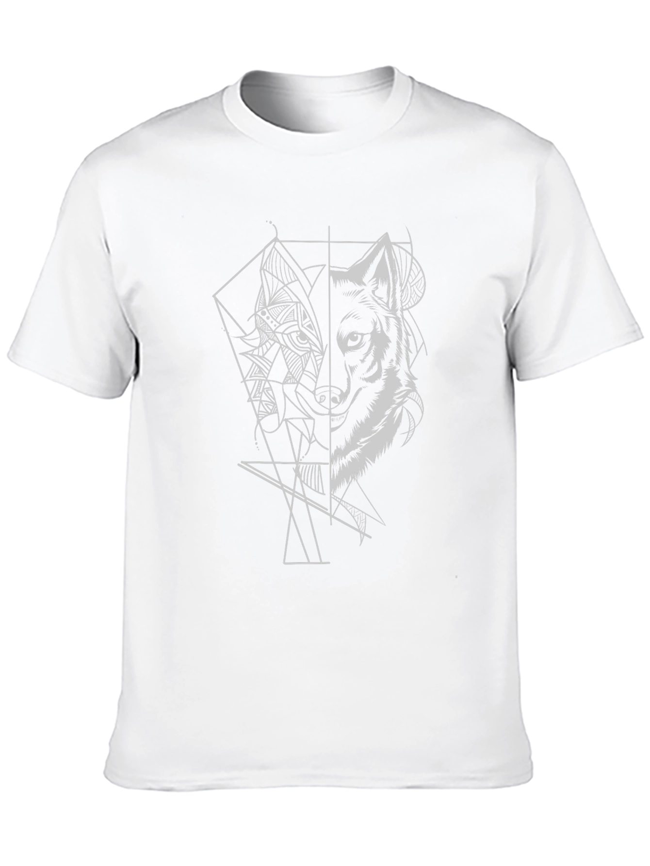 Geometric Wolf Graphic Tee - Stylish Black T-Shirt