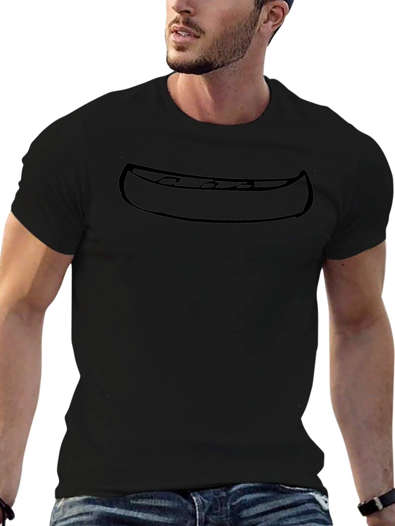 Canoe Graphic Tee - Black Crew Neck T-Shirt
