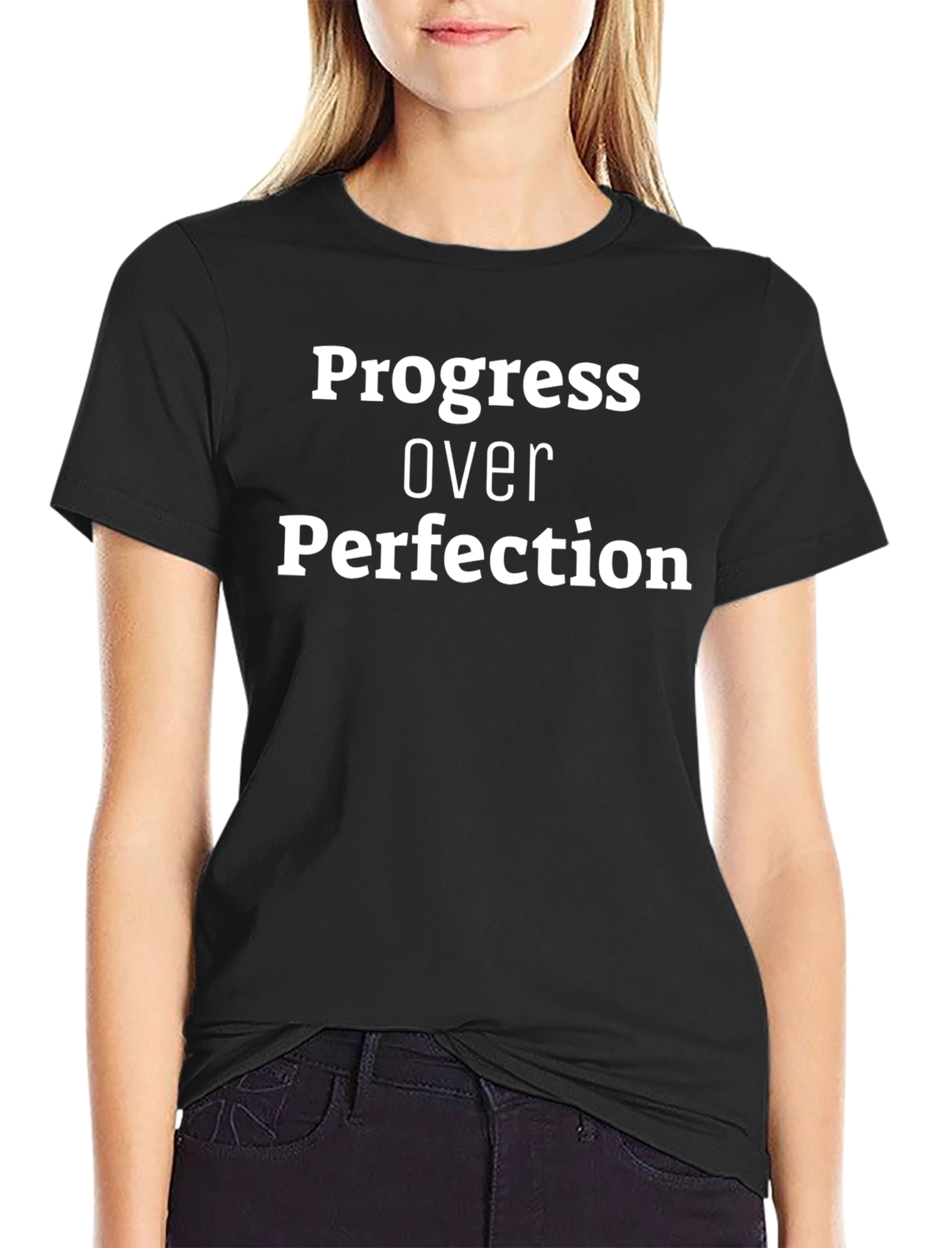 Progress Over Perfection T-Shirt - Motivational Black Tee