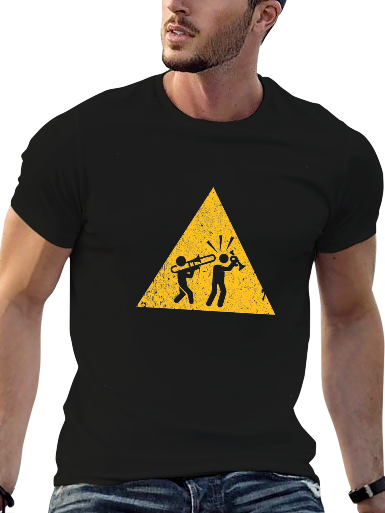 Musician Warning Graphic Tee - Black Cotton T-Shirt