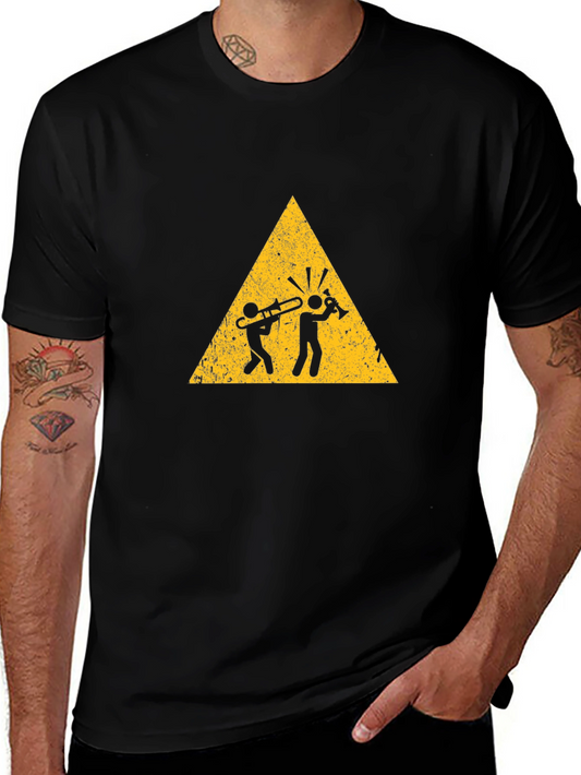 Musician Warning Graphic Tee - Black Cotton T-Shirt