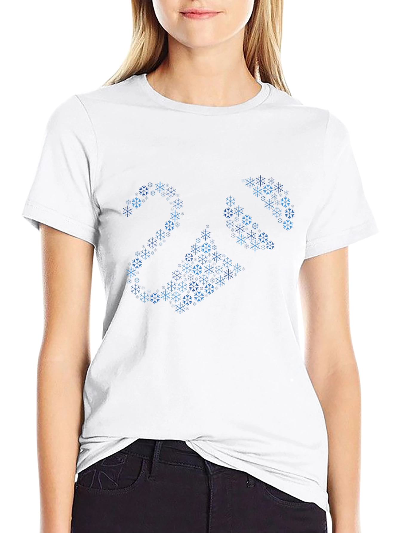 Snowflake Pattern Black T-Shirt