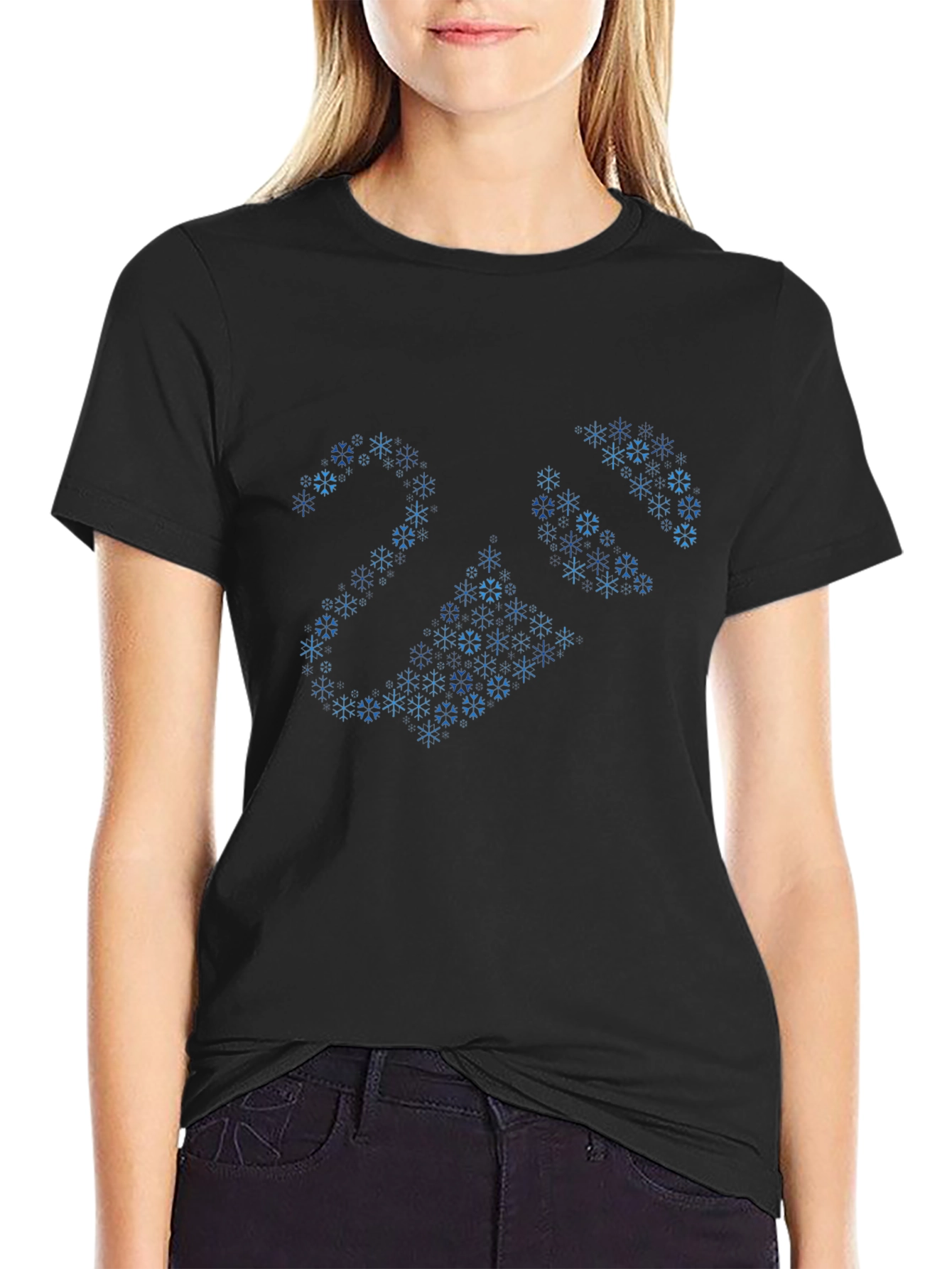 Snowflake Pattern Black T-Shirt