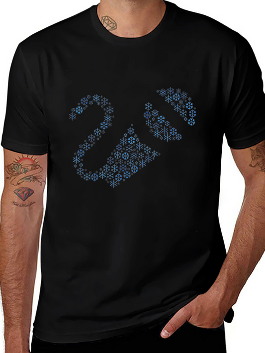 Snowflake Pattern Black T-Shirt