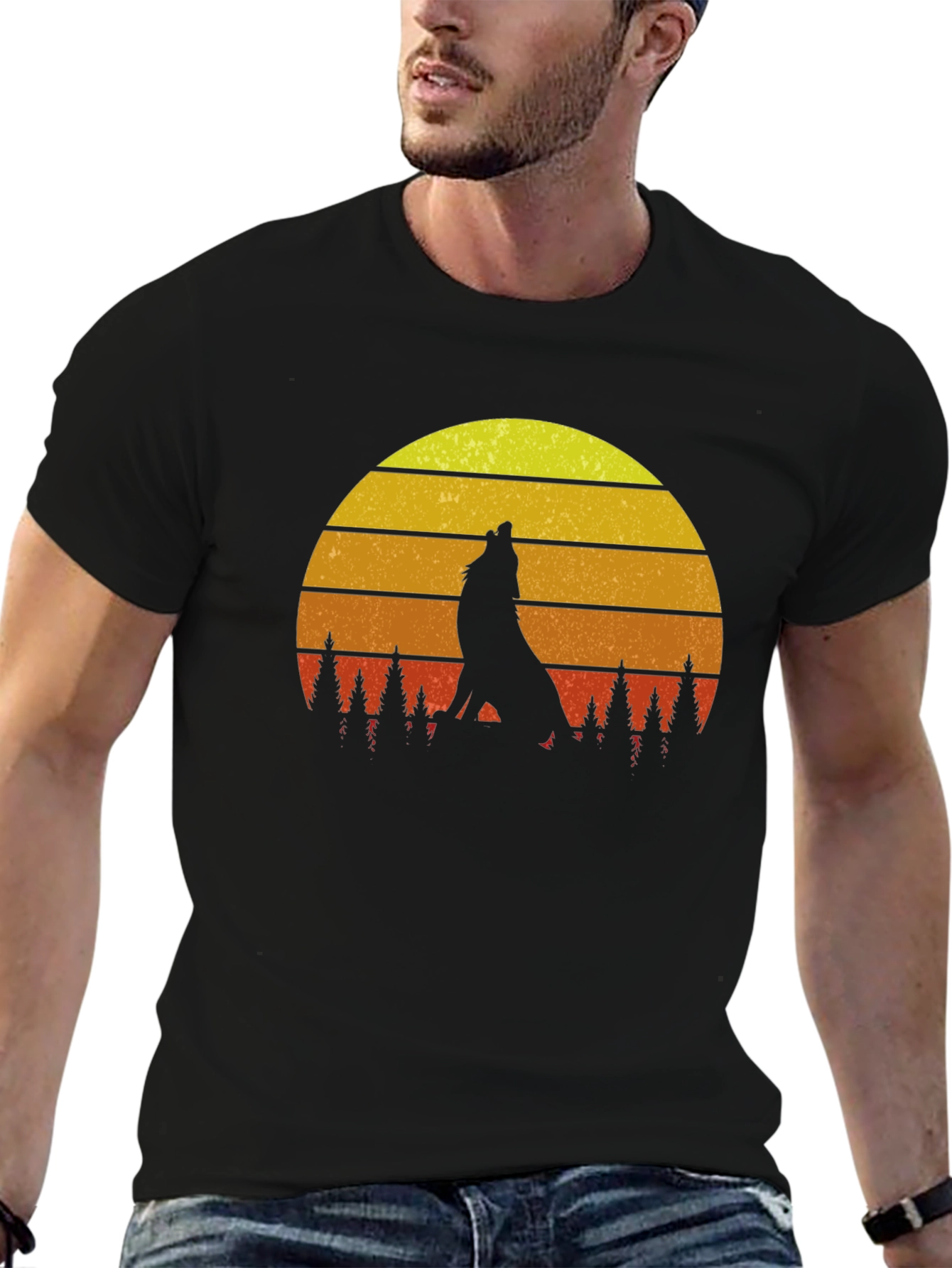 Wolf Howling Sunset T-Shirt - Wilderness Adventure Tee