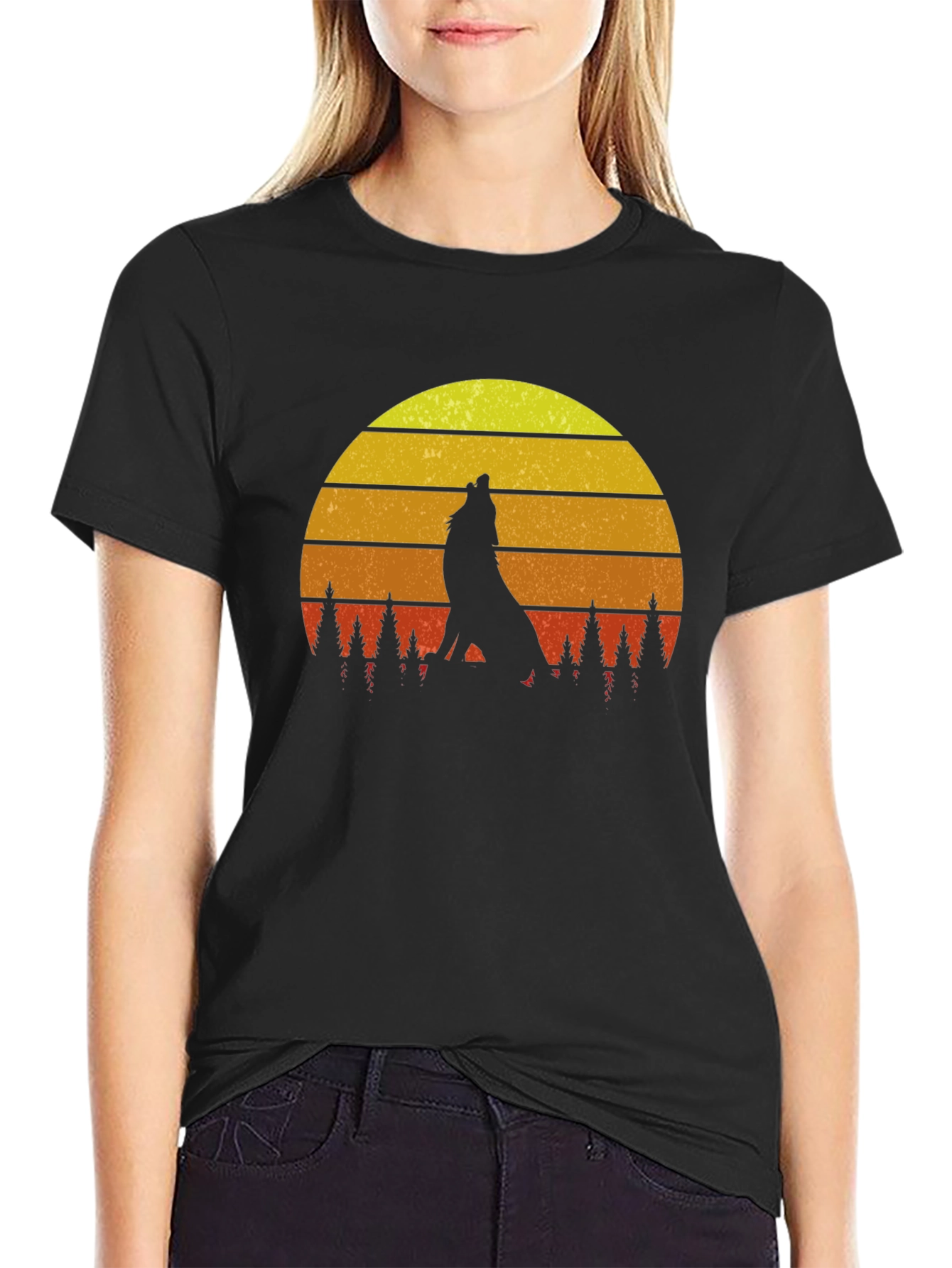 Wolf Howling Sunset T-Shirt - Wilderness Adventure Tee