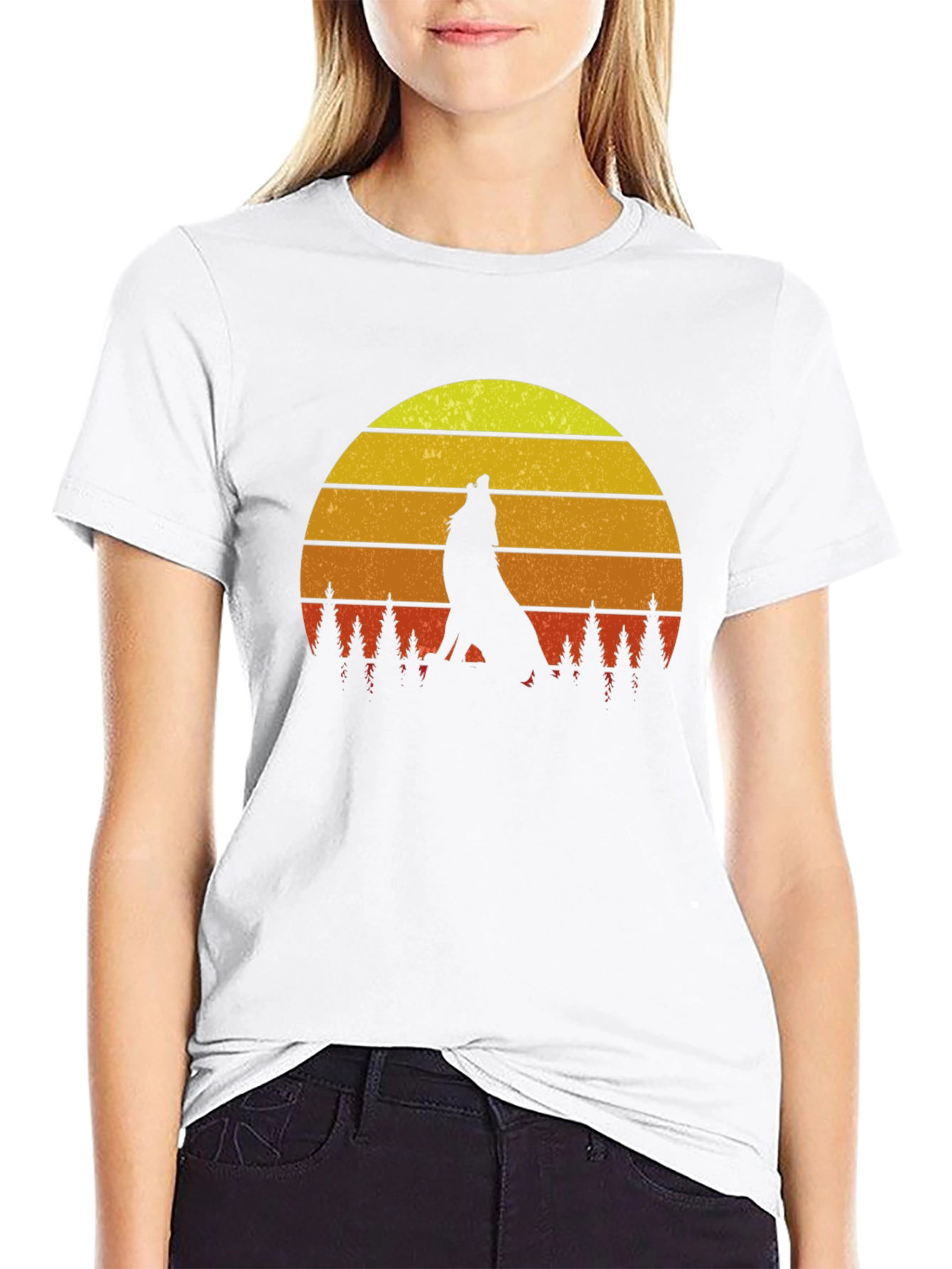 Wolf Howling Sunset T-Shirt - Wilderness Adventure Tee