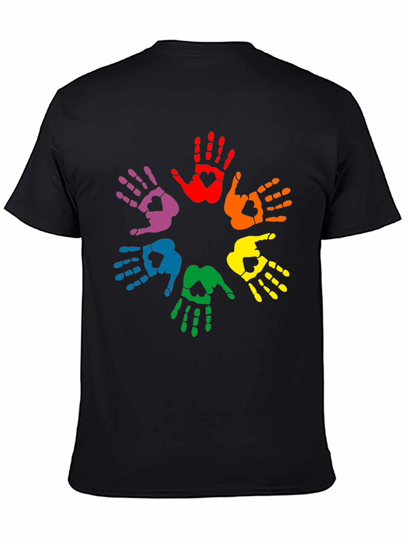 Rainbow Hands Heart Graphic Black Tee