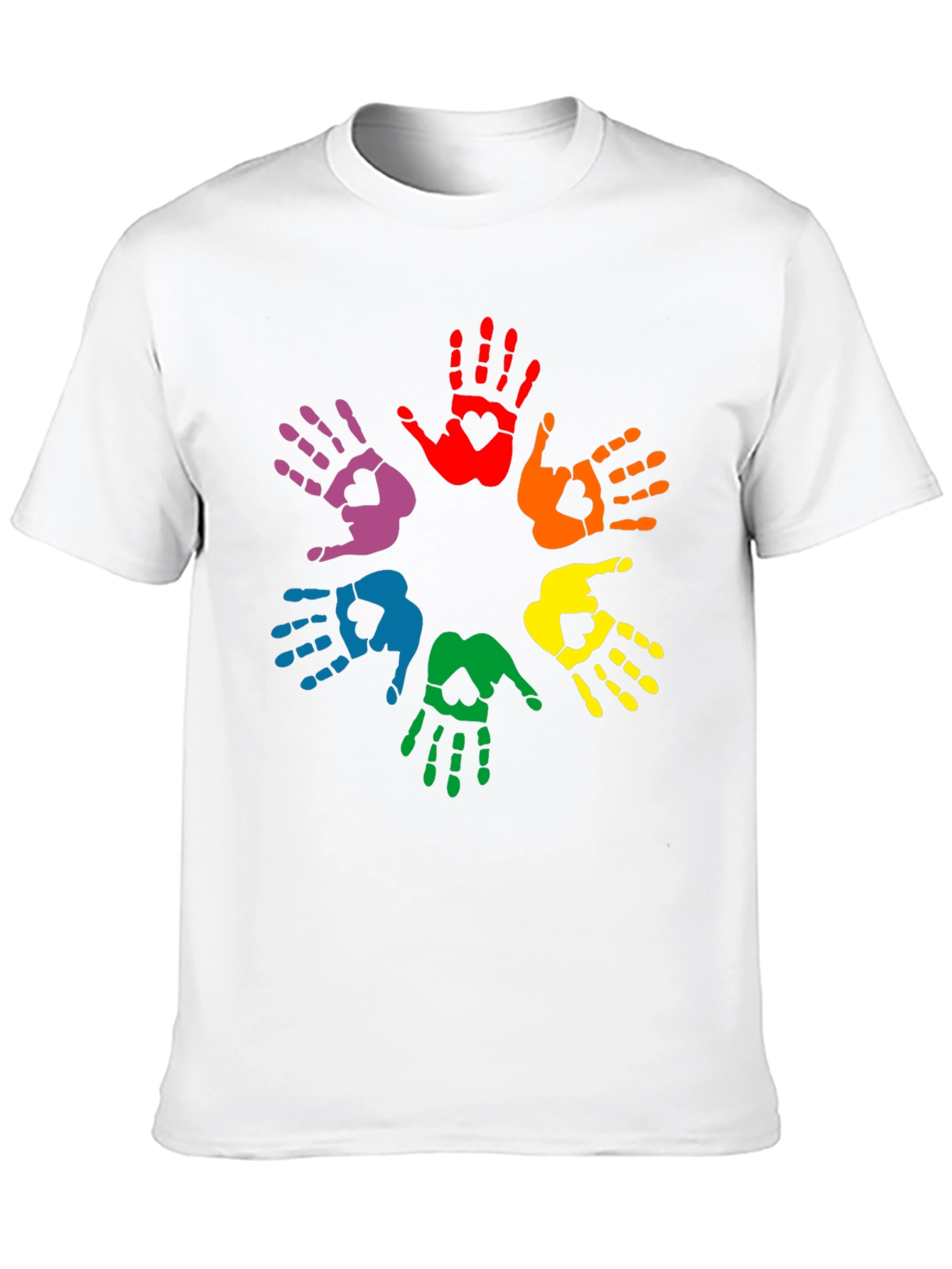 Rainbow Hands Heart Graphic Black Tee