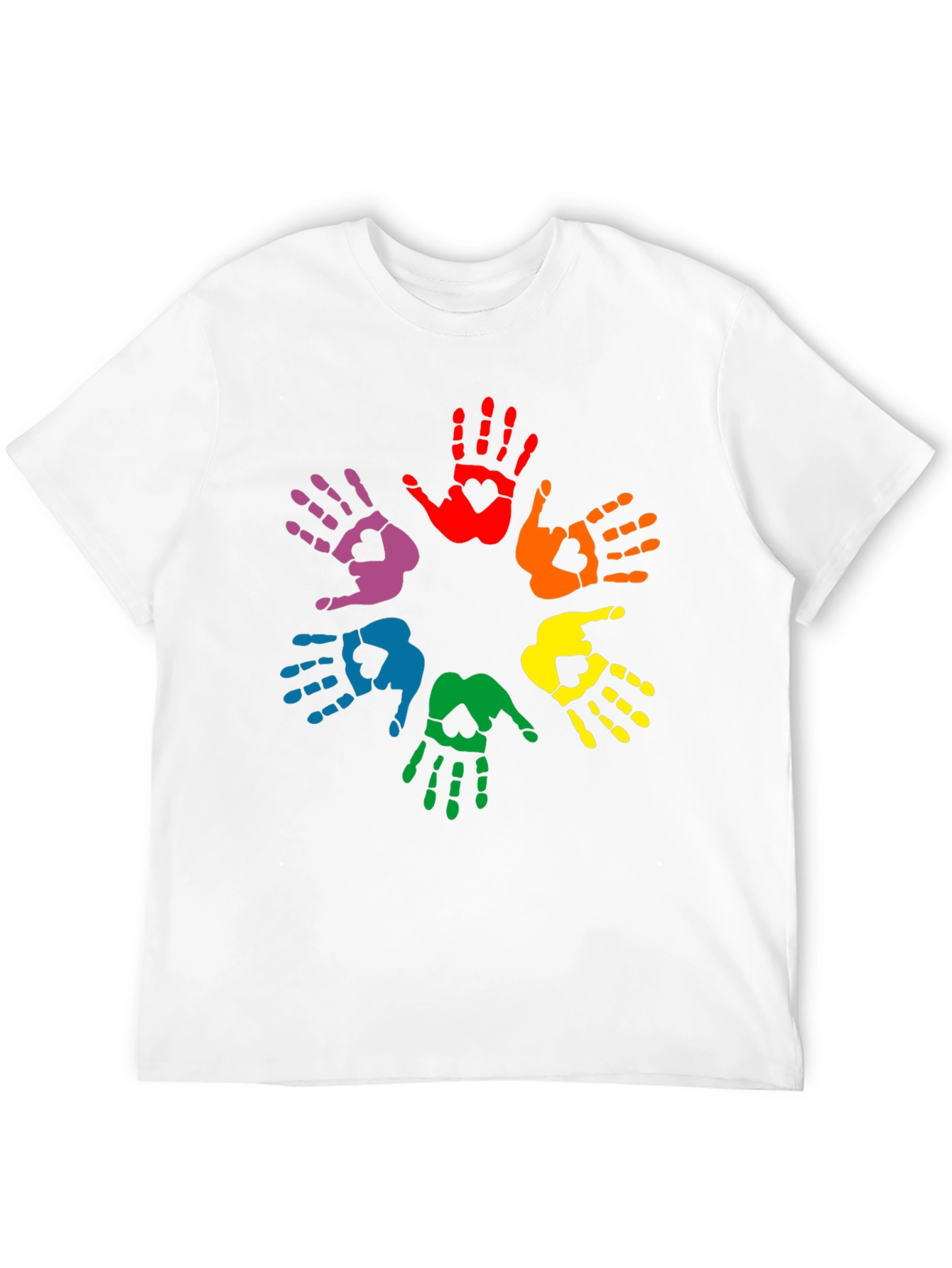 Rainbow Hands Heart Graphic Black Tee