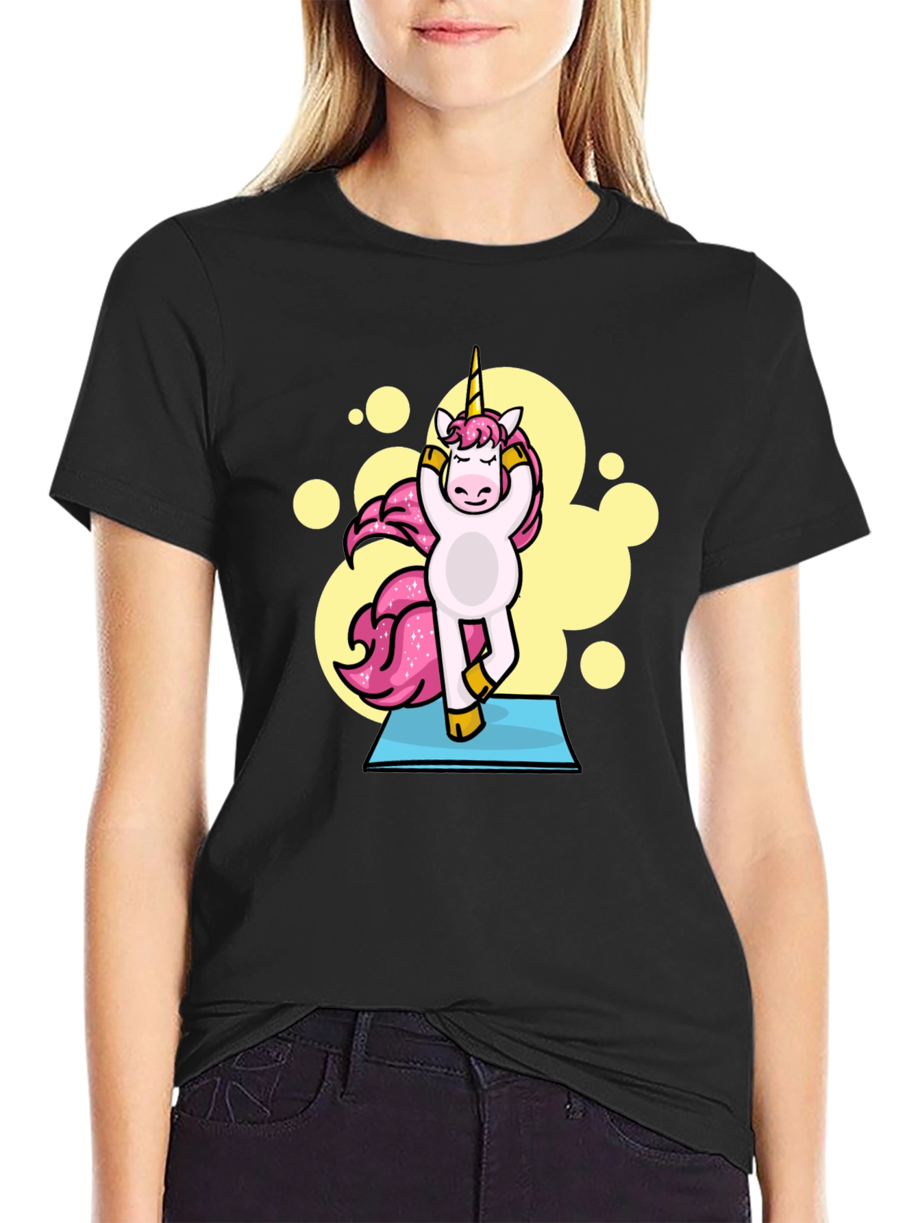 Yoga Unicorn Black T-Shirt