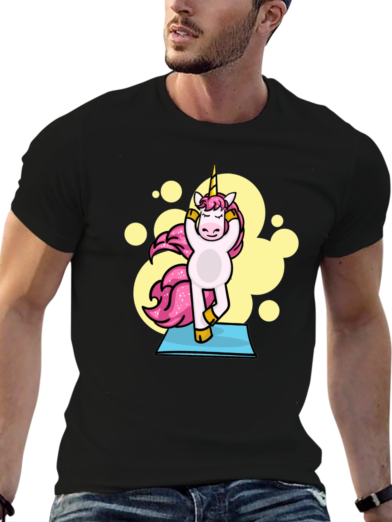 Yoga Unicorn Black T-Shirt