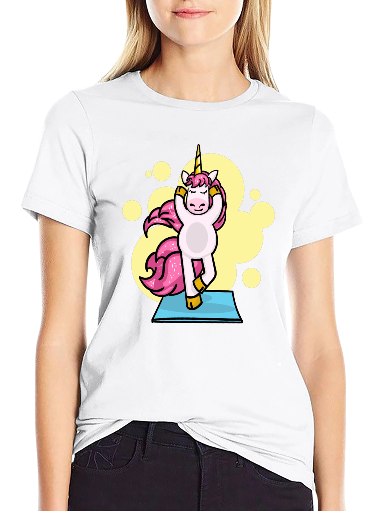 Yoga Unicorn Black T-Shirt