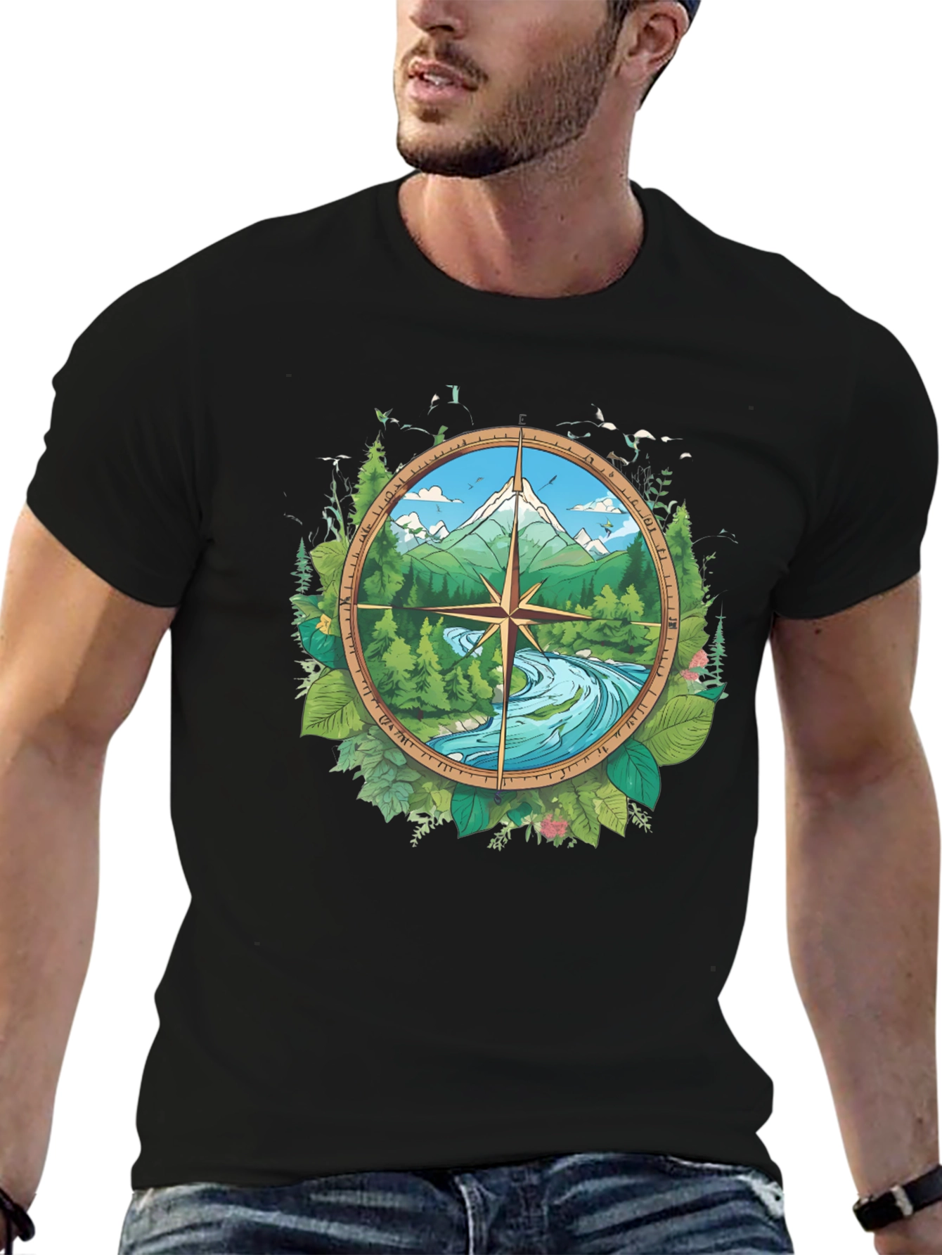 Nature Compass Graphic Black T-Shirt