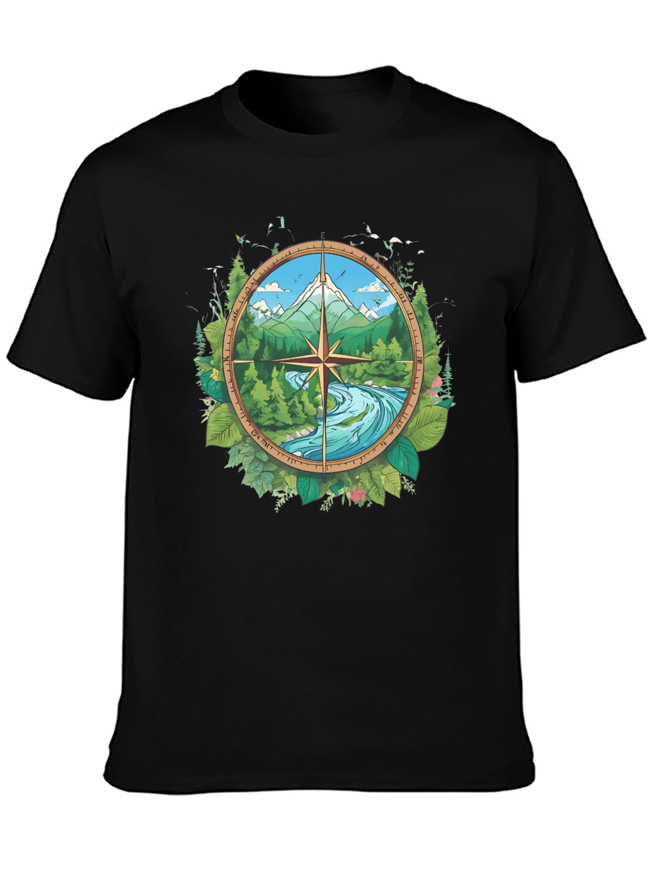 Nature Compass Graphic Black T-Shirt