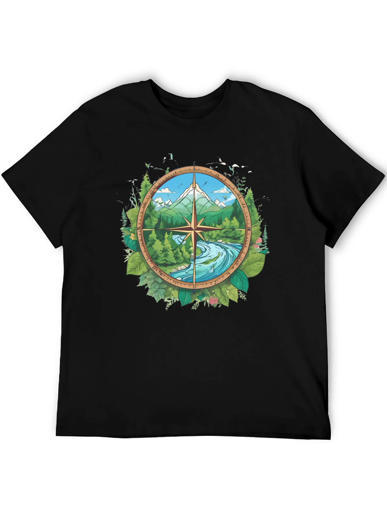 Nature Compass Graphic Black T-Shirt