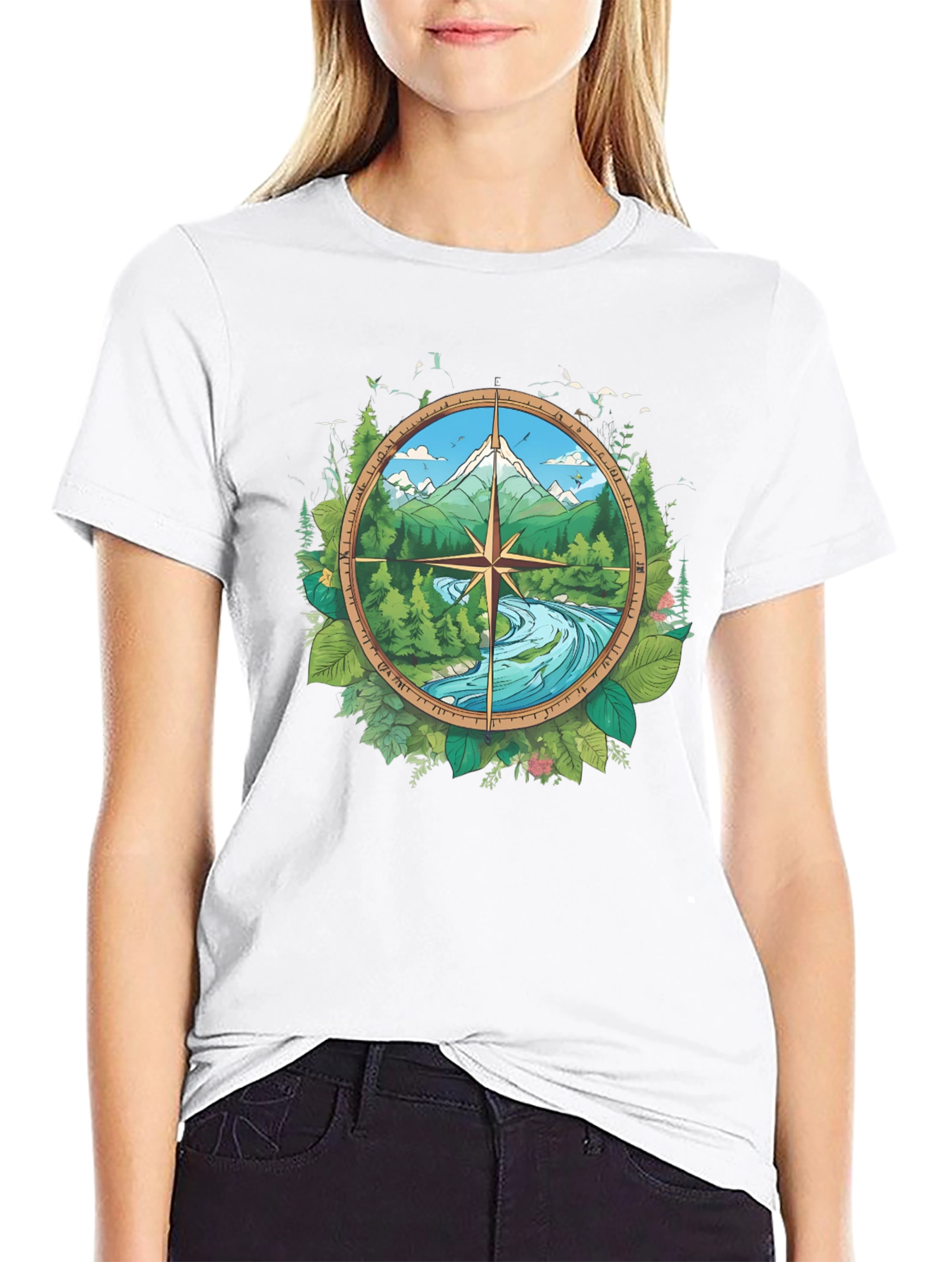 Nature Compass Graphic Black T-Shirt