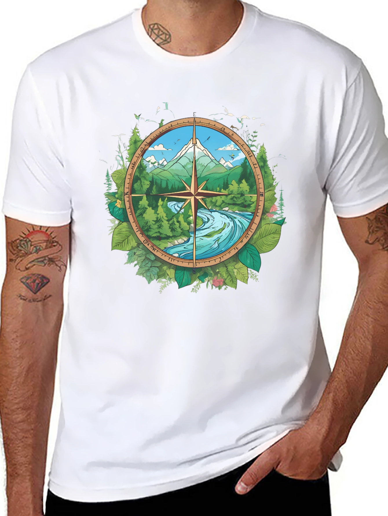 Nature Compass Graphic Black T-Shirt