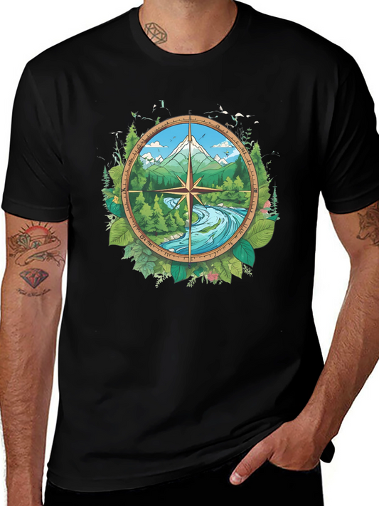 Nature Compass Graphic Black T-Shirt