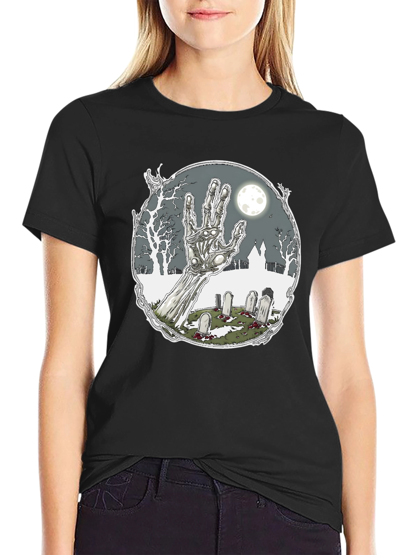 Zombie Hand Graveyard Graphic Tee - Black