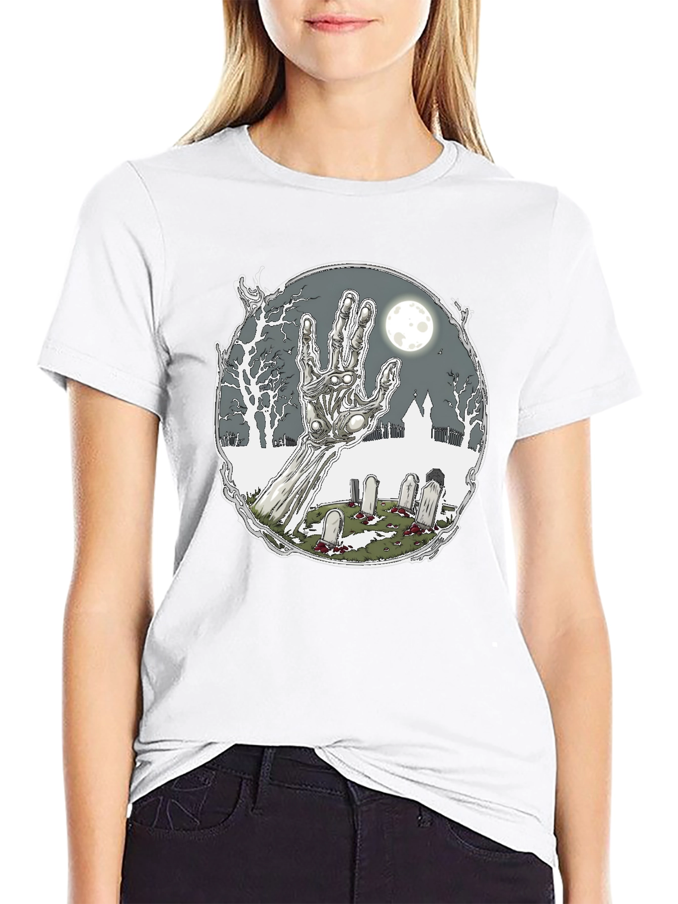 Zombie Hand Graveyard Graphic Tee - Black