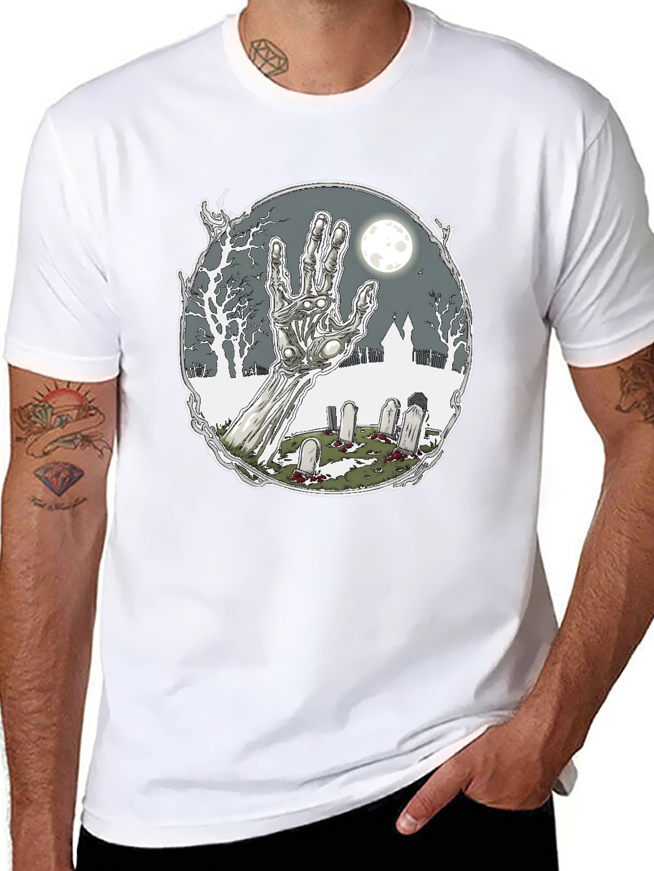 Zombie Hand Graveyard Graphic Tee - Black