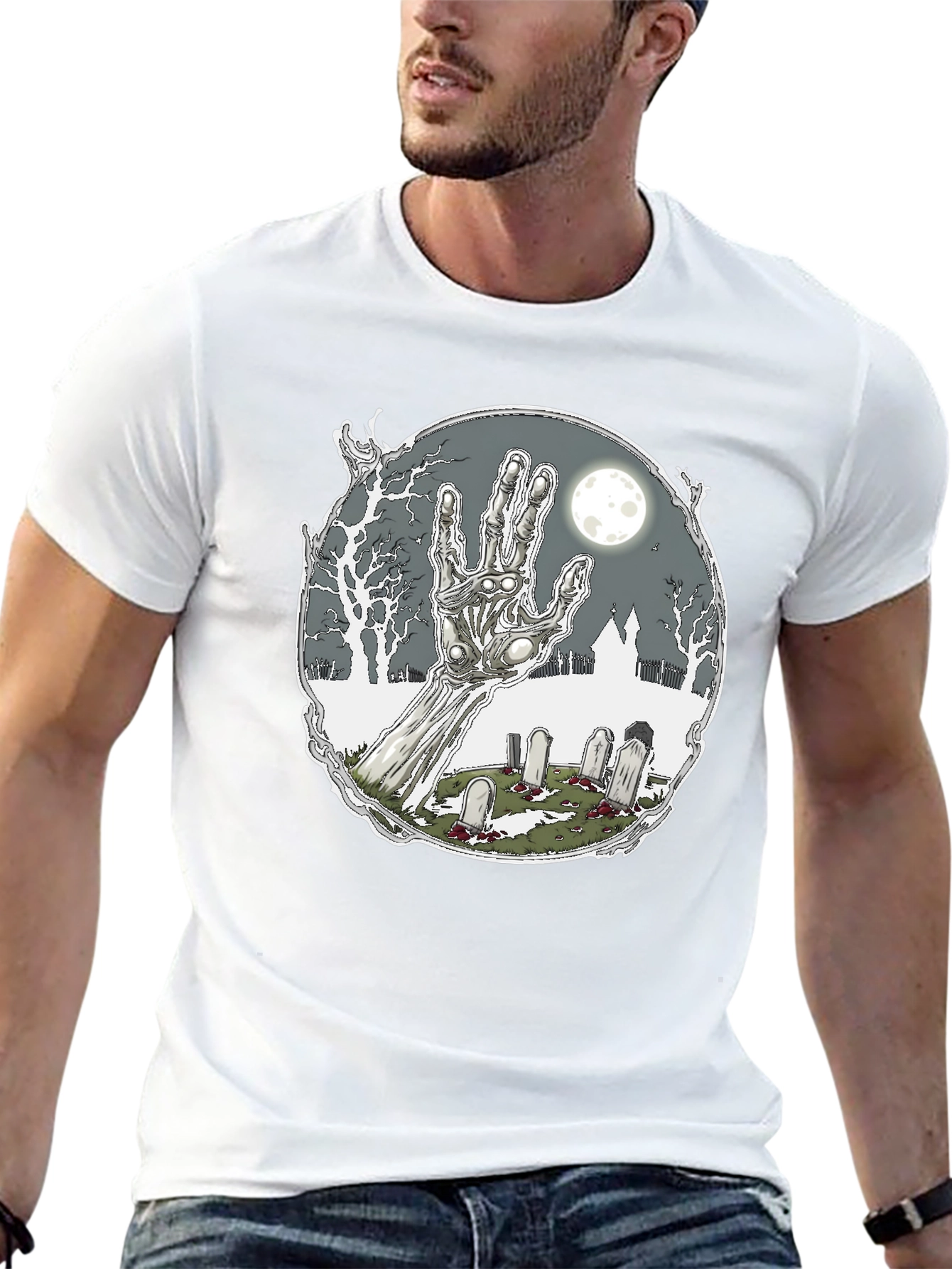 Zombie Hand Graveyard Graphic Tee - Black