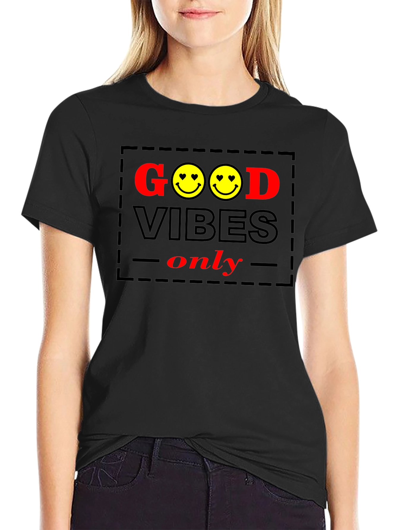 Good Vibes Only Graphic Tee - Black Cotton T-Shirt