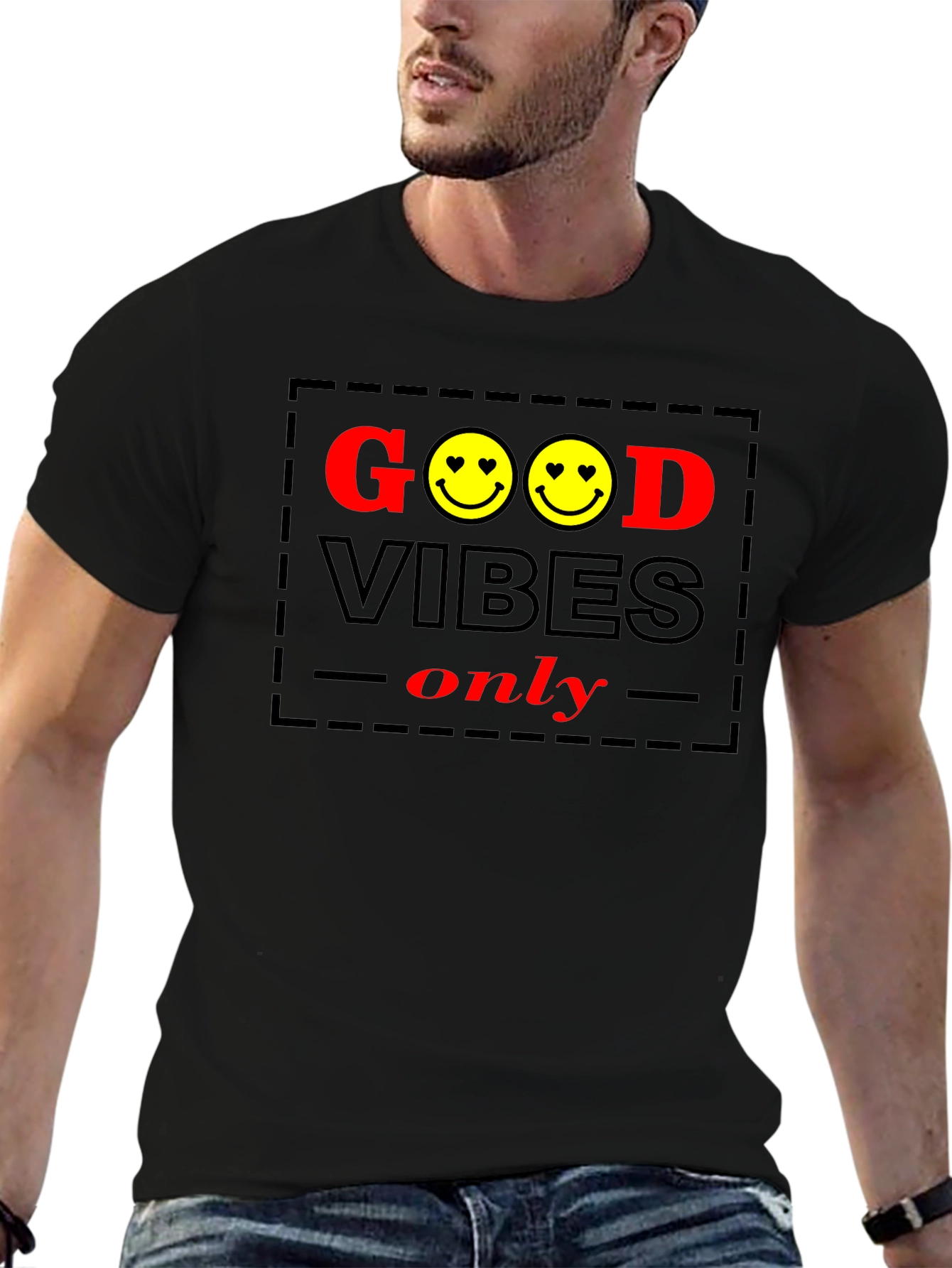 Good Vibes Only Graphic Tee - Black Cotton T-Shirt