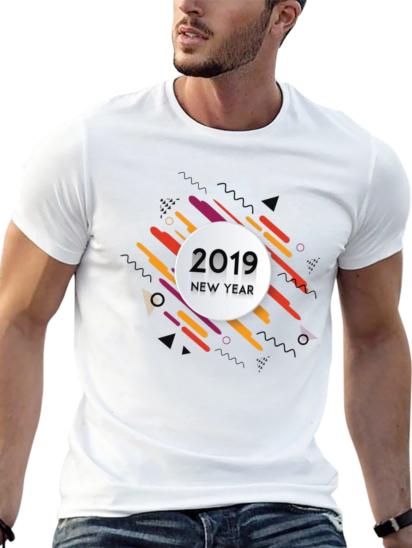 New Year 2019 Graphic Print Black T-Shirt