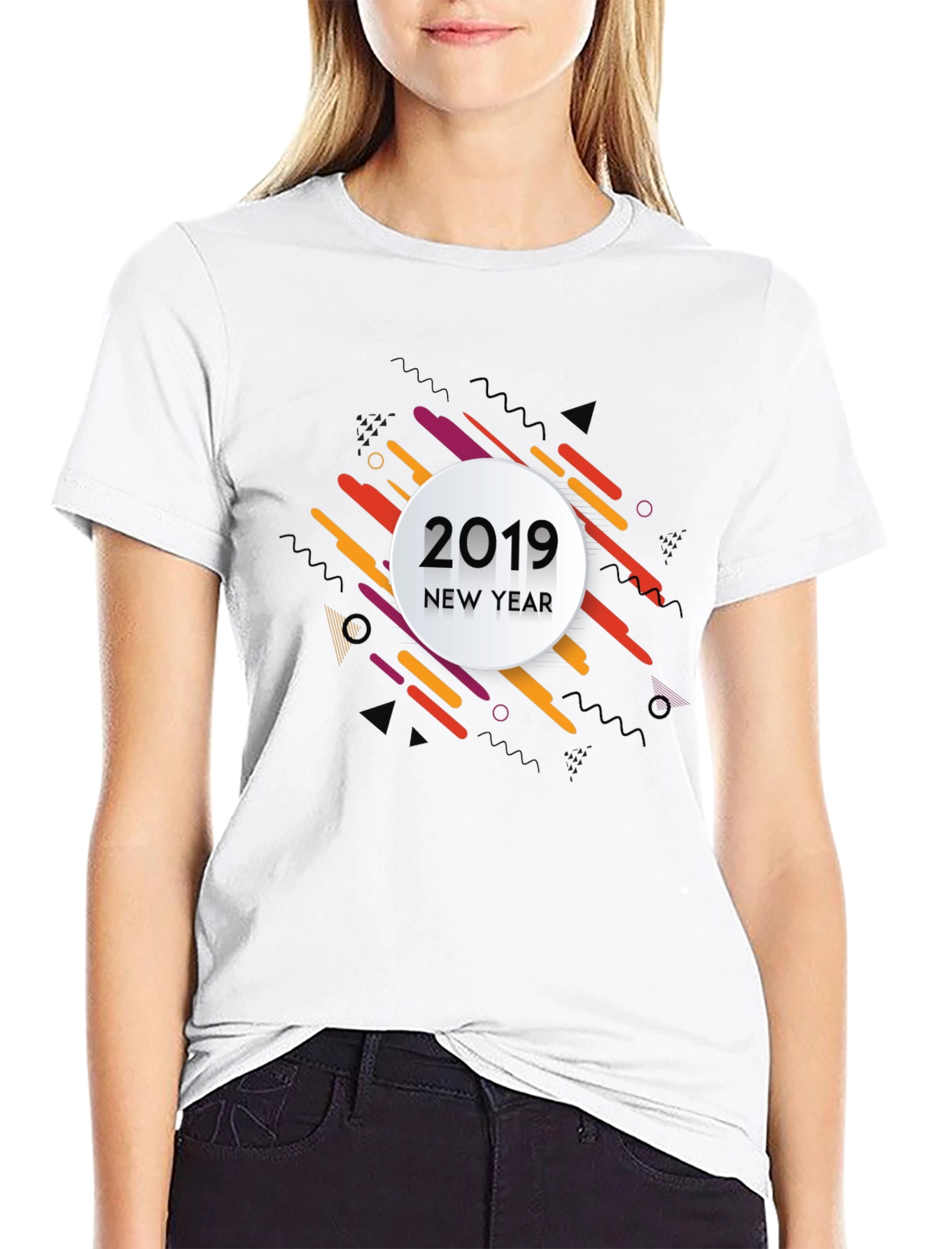New Year 2019 Graphic Print Black T-Shirt