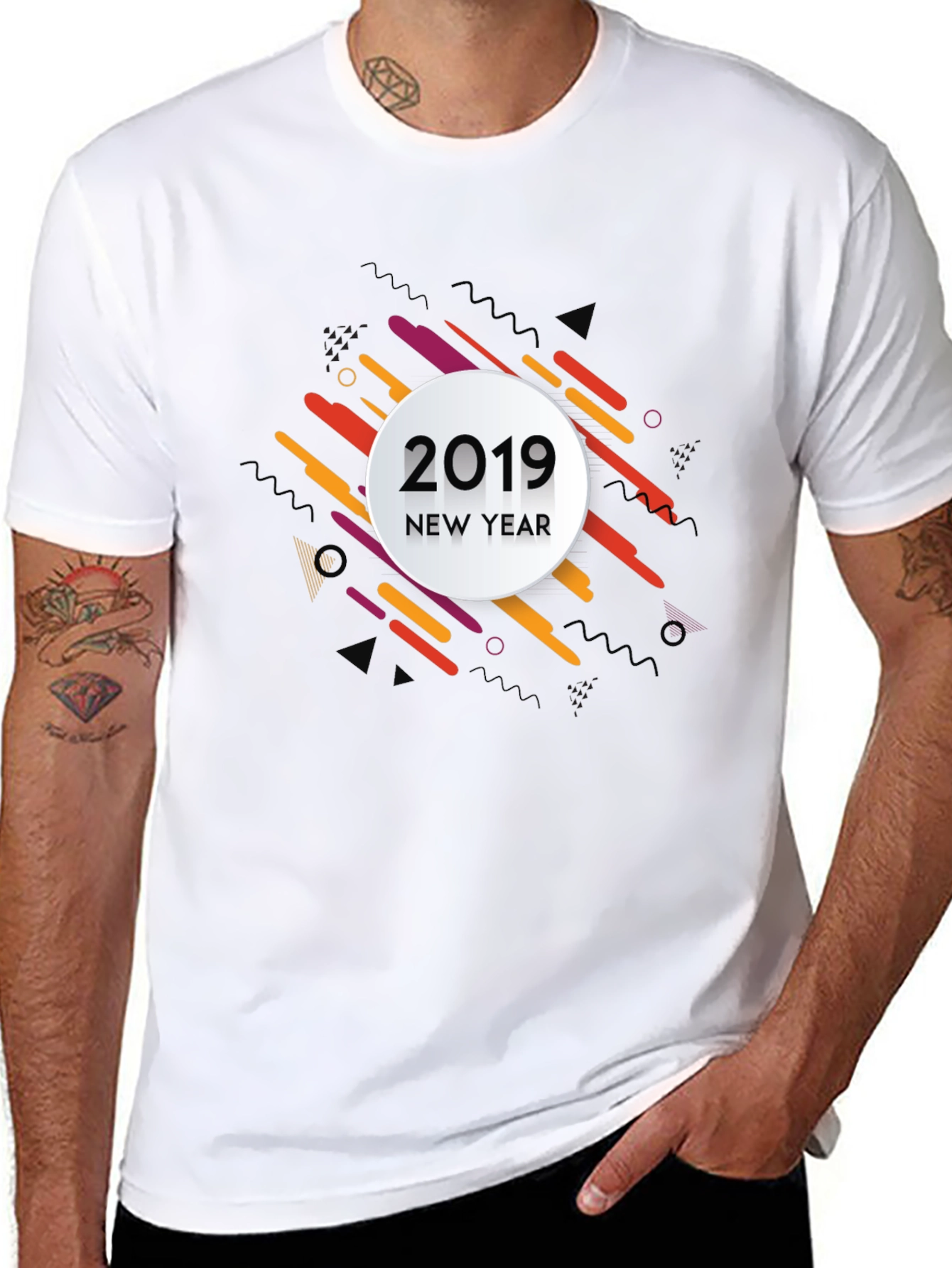 New Year 2019 Graphic Print Black T-Shirt