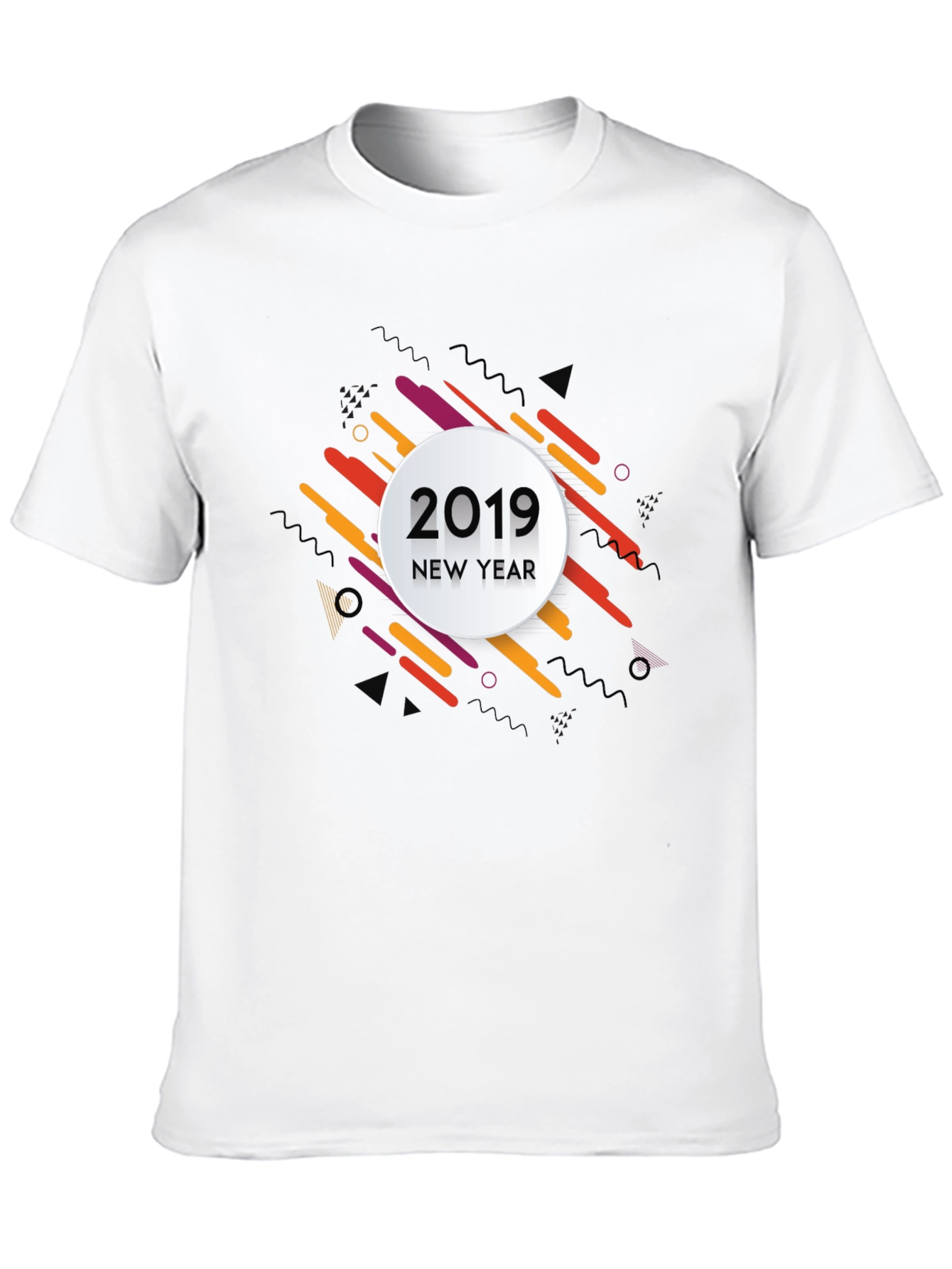 New Year 2019 Graphic Print Black T-Shirt