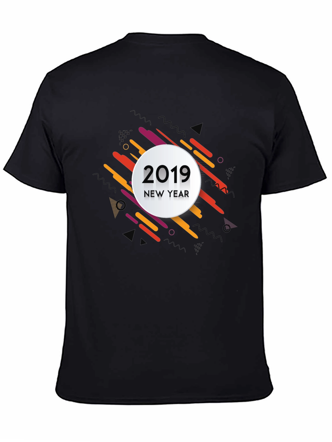 New Year 2019 Graphic Print Black T-Shirt