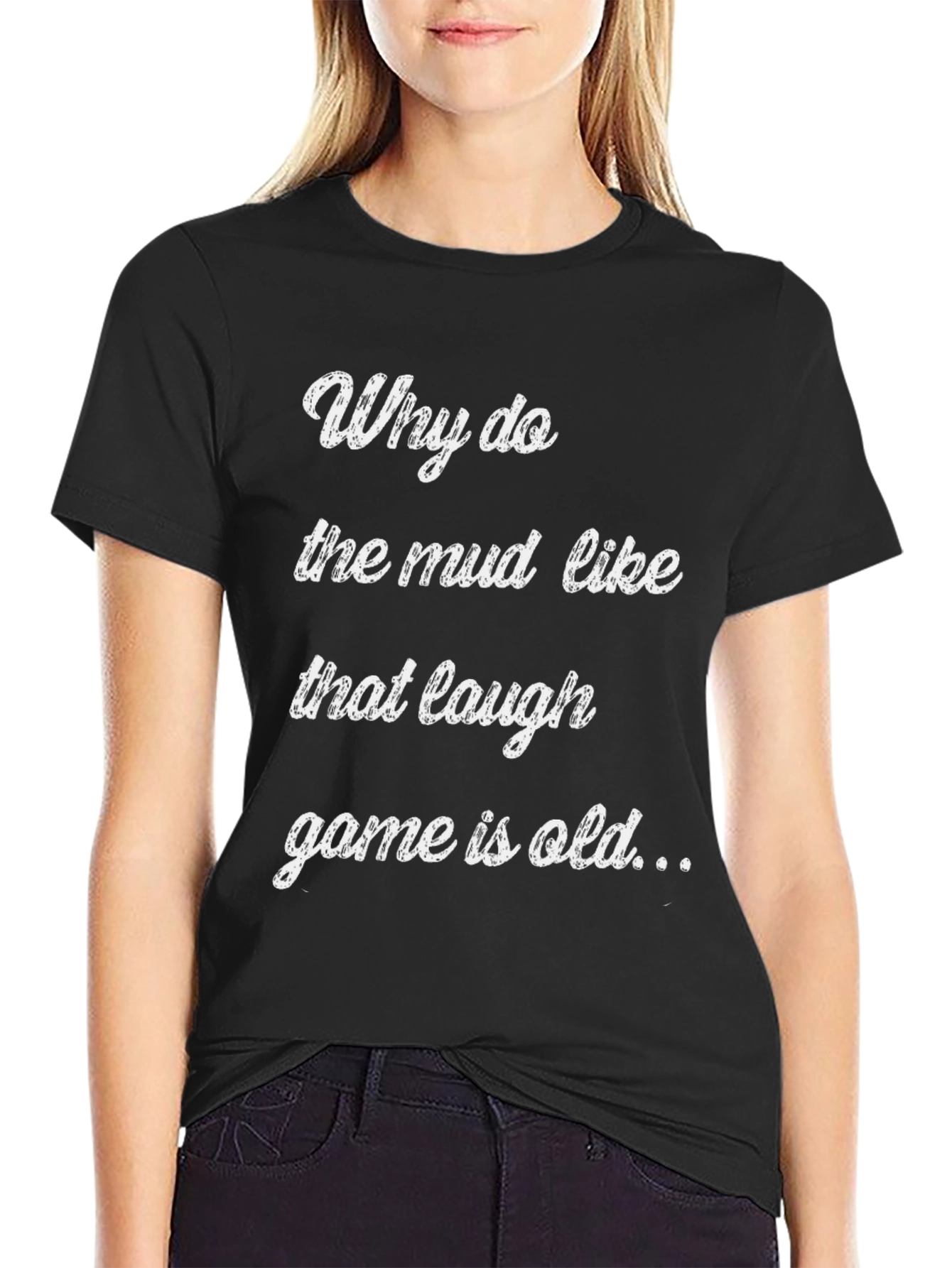 Humorous Slogan Black Cotton T-Shirt