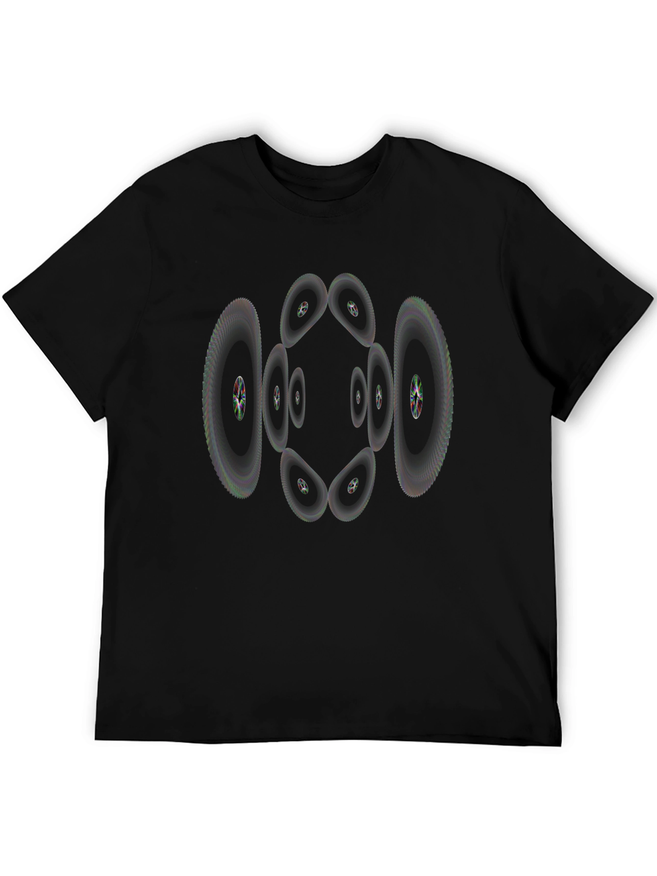 Abstract Geometric Pattern T-Shirt - Black