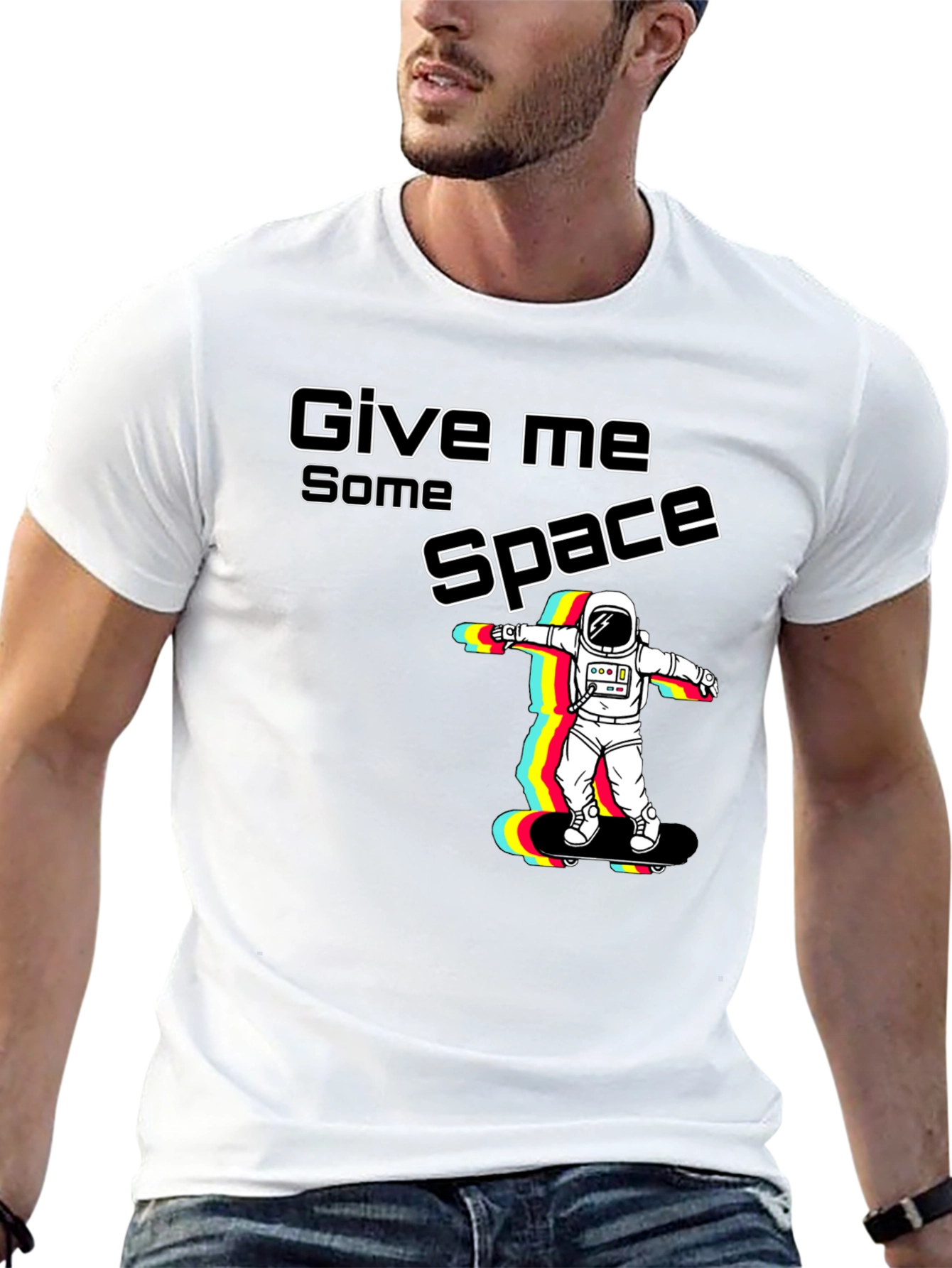 Give Me Space Astronaut Skateboard Graphic T-Shirt