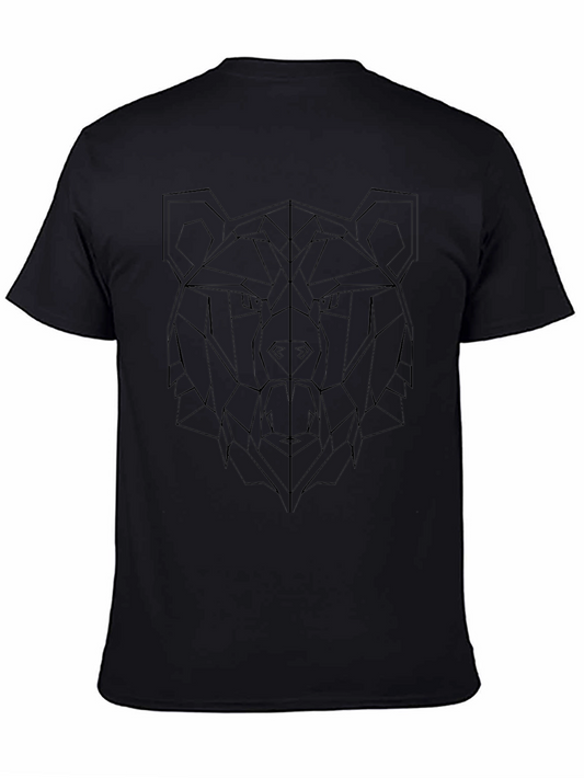 Geometric Bear Graphic Black T-Shirt