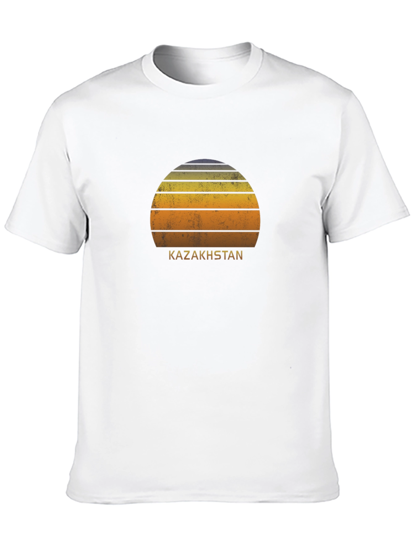 Kazakhstan Sunset Graphic Tee - Retro Style Black T-Shirt