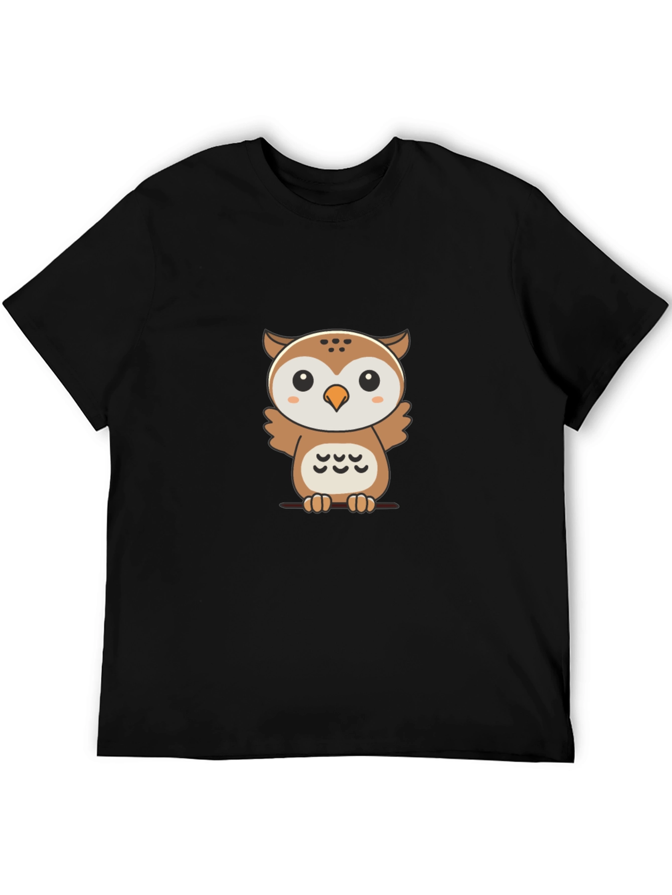 Cute Owl Graphic Print Black T-Shirt