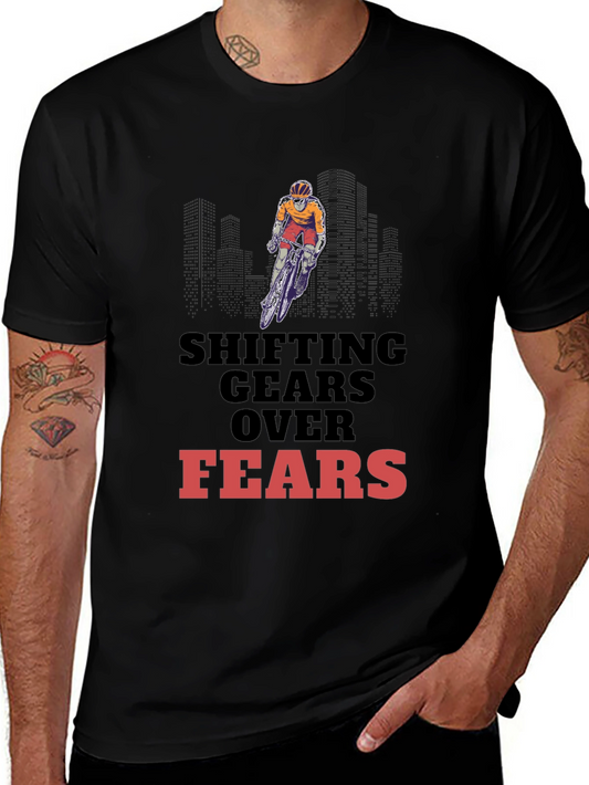 Shifting Gears Over Fears Graphic Tee - Sporty Black T-Shirt
