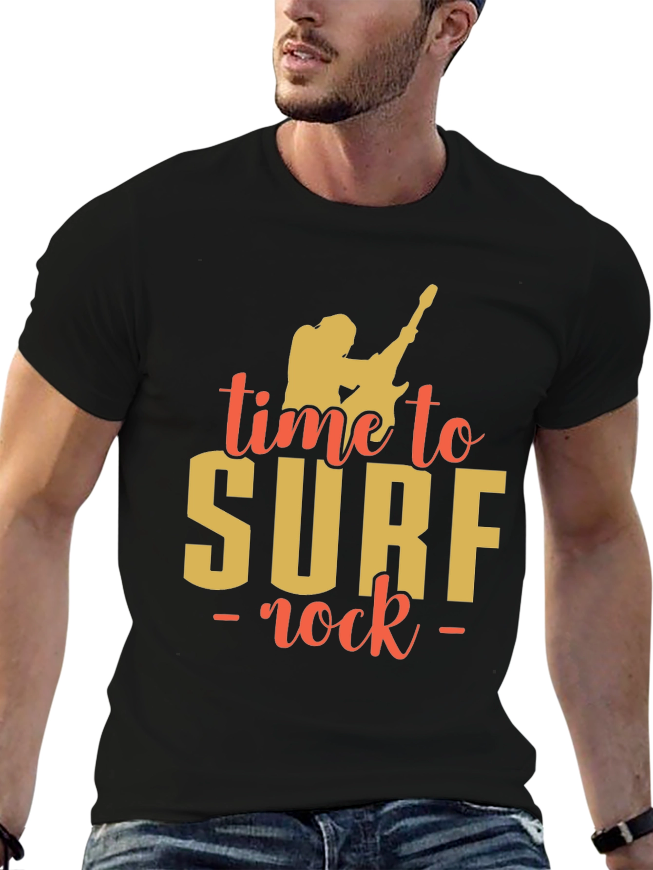 Time to Surf Rock Graphic T-Shirt - Black
